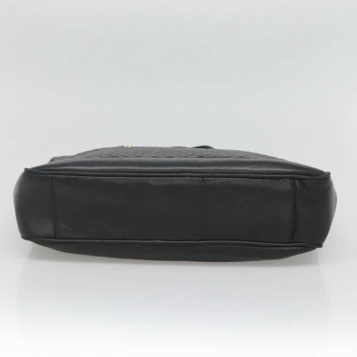 BALLY Hand Bag Leather Black Gold Auth 125714