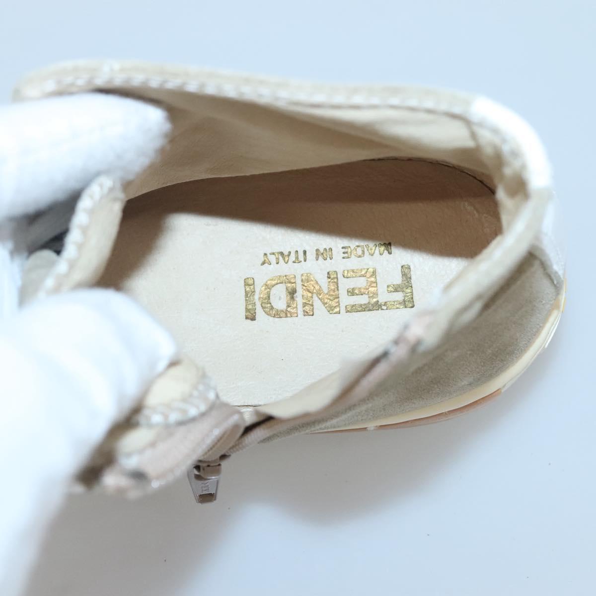 FENDI Sneakers Suede Beige Auth 125724