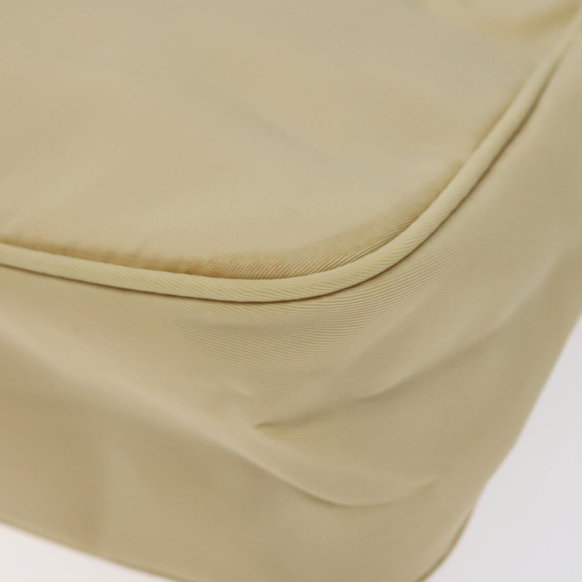 PRADA Hand Bag Nylon Beige Silver Auth 125727