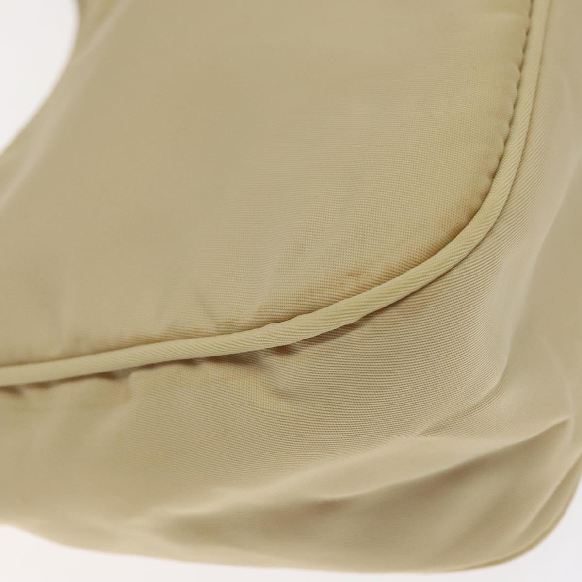 PRADA Hand Bag Nylon Beige Silver Auth 125727