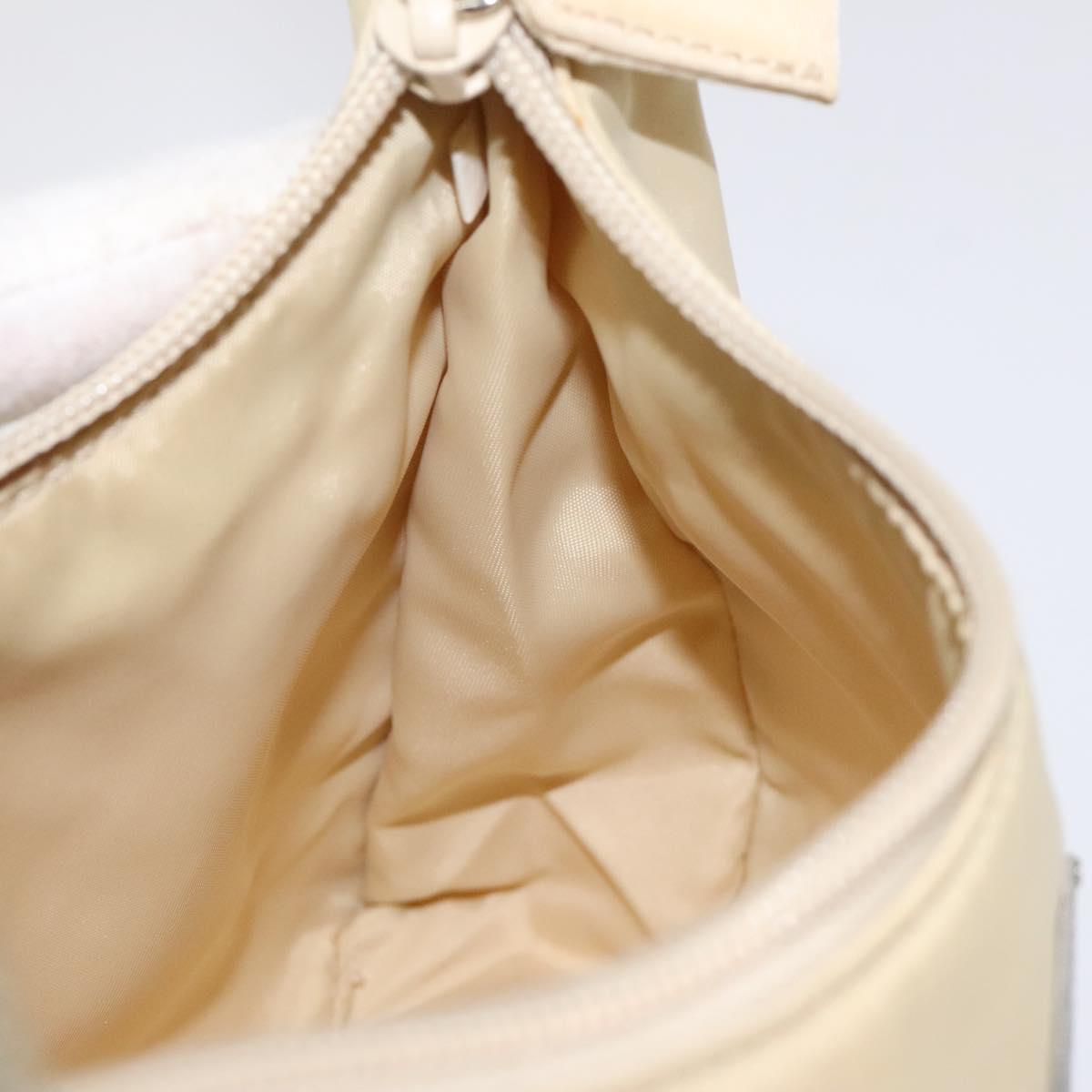 PRADA Hand Bag Nylon Beige Silver Auth 125727