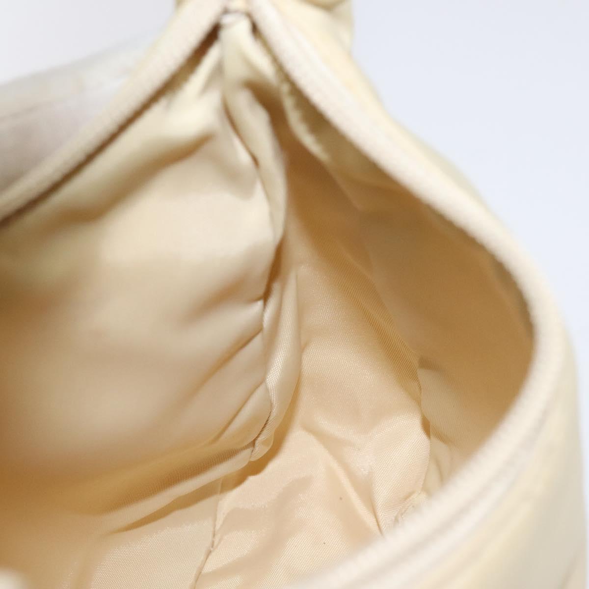 PRADA Hand Bag Nylon Beige Silver Auth 125727