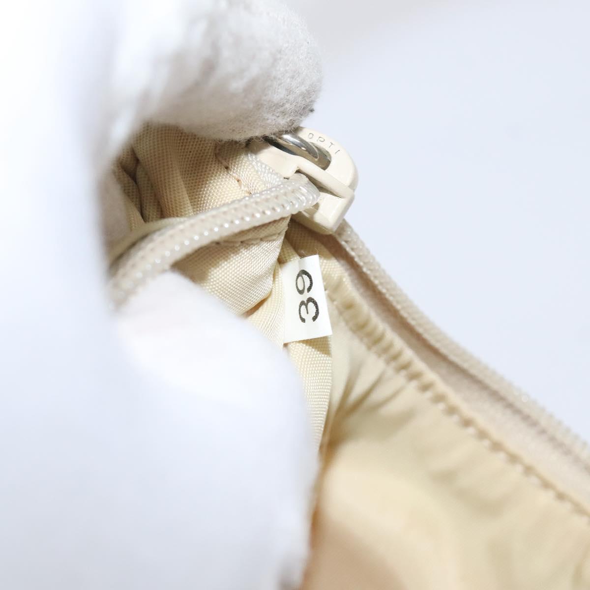 PRADA Hand Bag Nylon Beige Silver Auth 125727