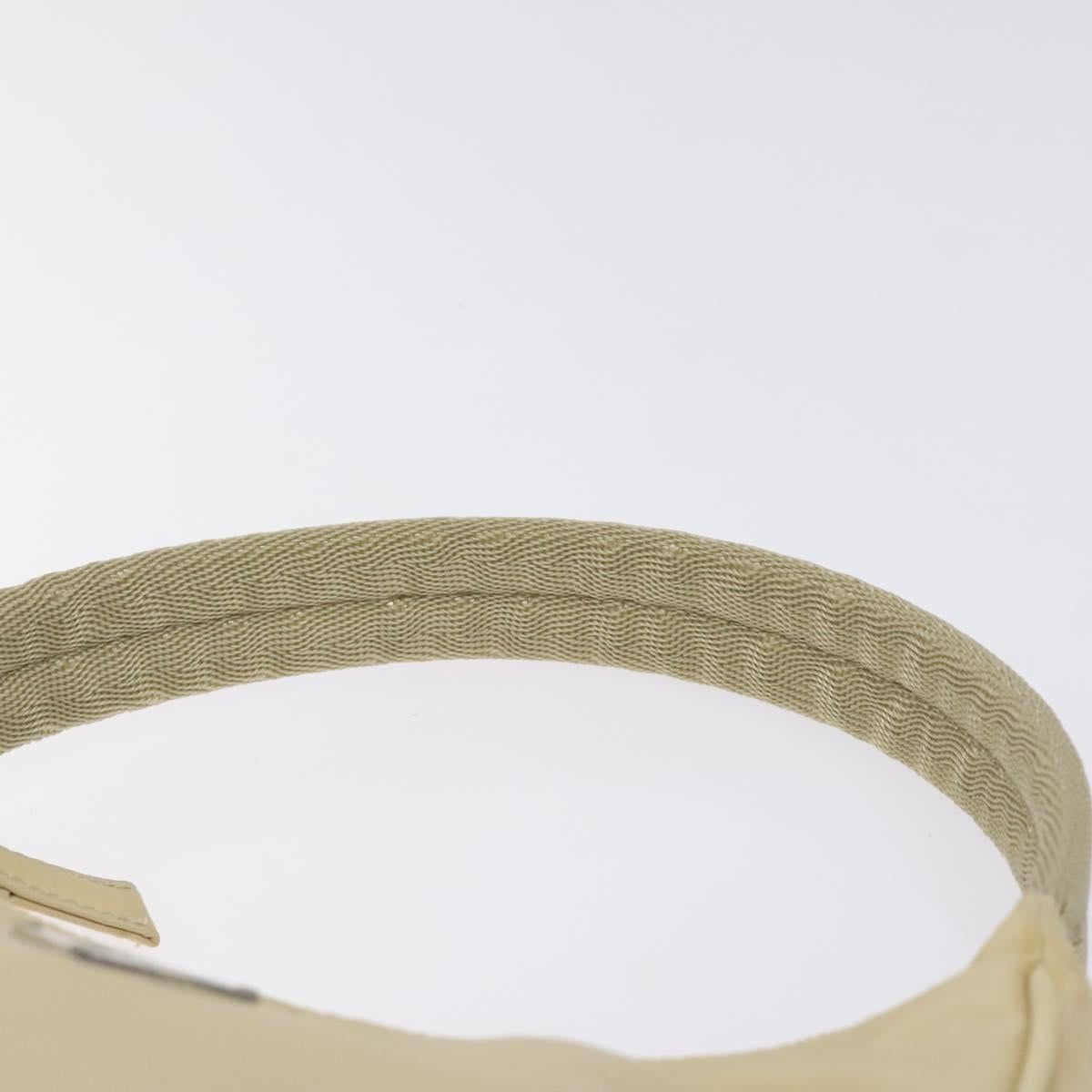 PRADA Hand Bag Nylon Beige Silver Auth 125727