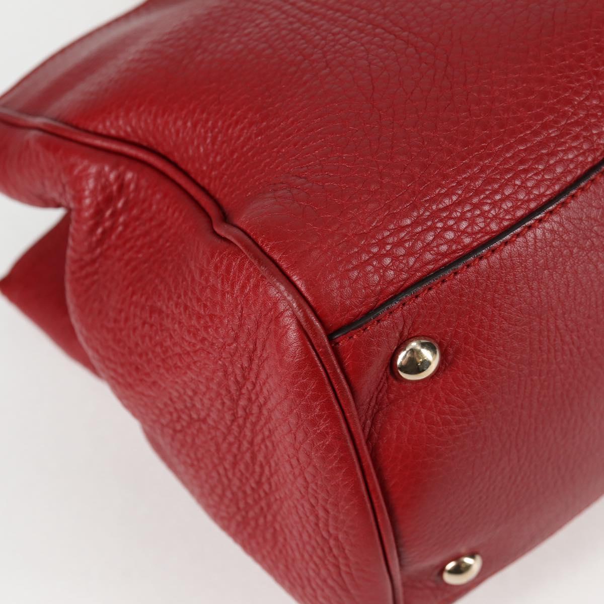 GUCCI Bamboo Hand Bag Leather 2way Red Gold 323660 Auth 125733
