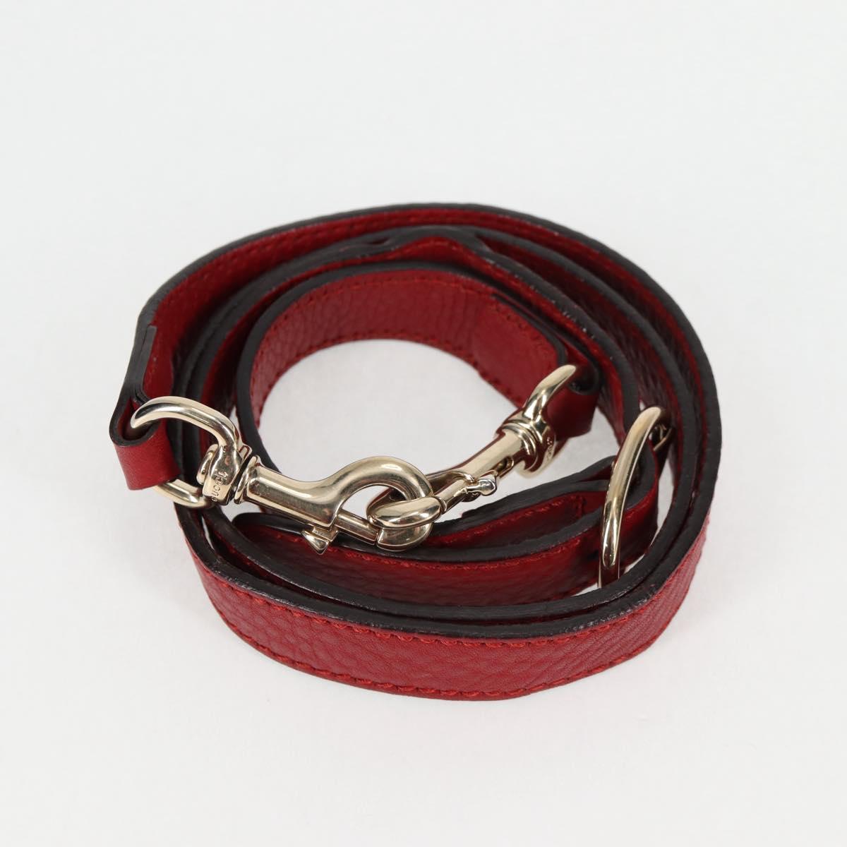 GUCCI Bamboo Hand Bag Leather 2way Red Gold 323660 Auth 125733