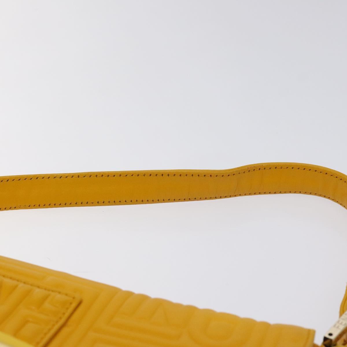 FENDI Mamma Baguette Shoulder Bag Leather Yellow Gold Auth 125737