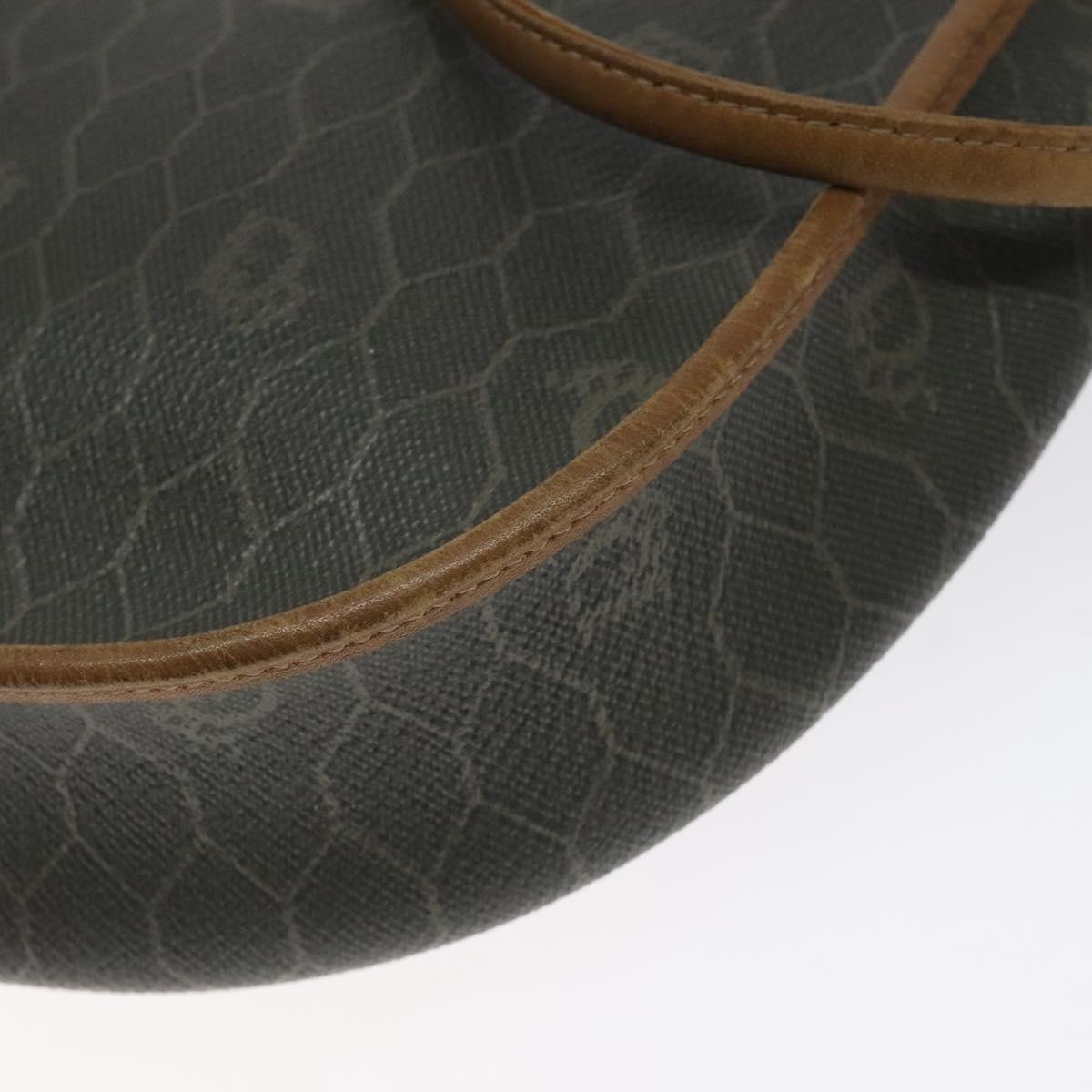 Christian Dior Honeycomb Canvas Shoulder Bag PVC Green Gold Auth 125741