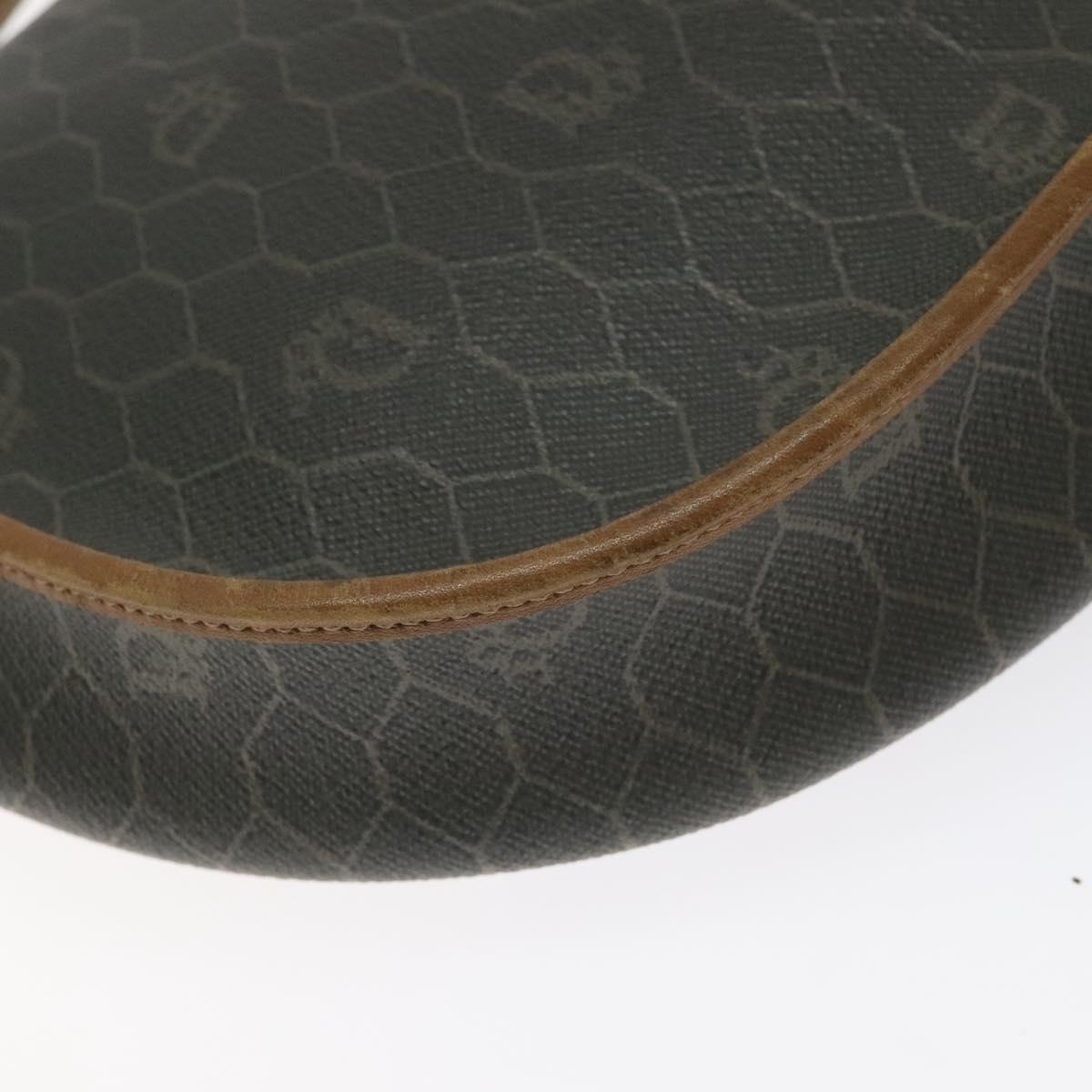 Christian Dior Honeycomb Canvas Shoulder Bag PVC Green Gold Auth 125741
