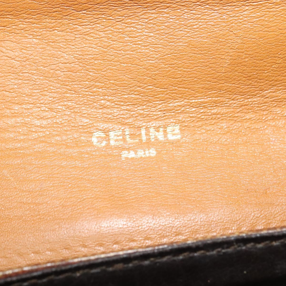 CELINE Macadam Canvas Shoulder Bag Beige Gold Auth 125742