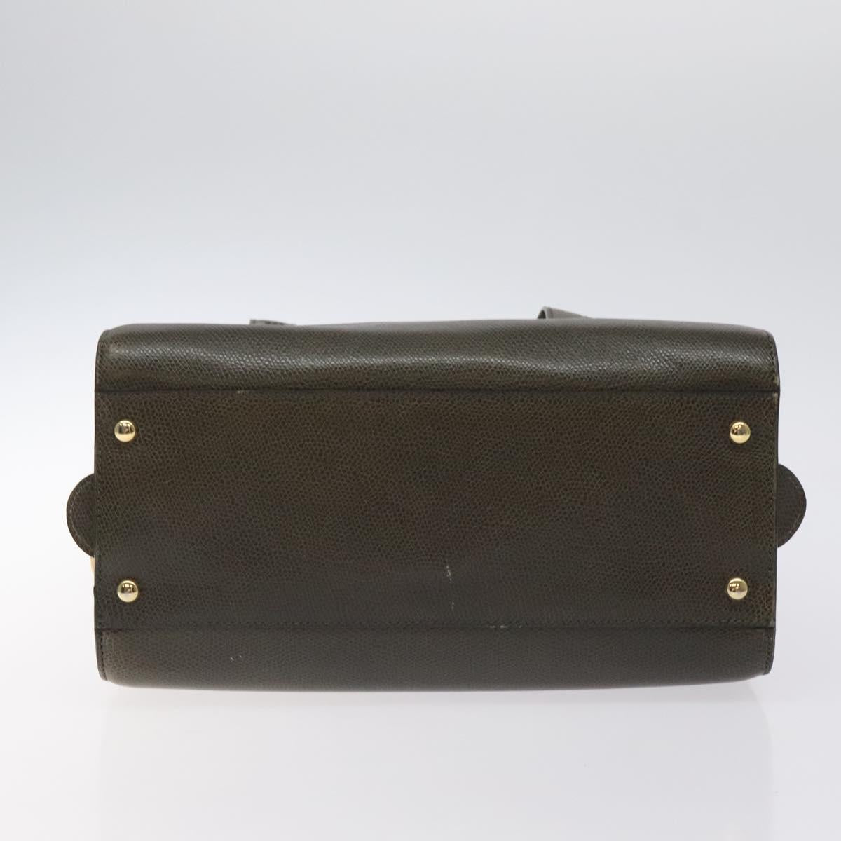 CELINE Shoulder Bag Leather Green Gold Auth 125743