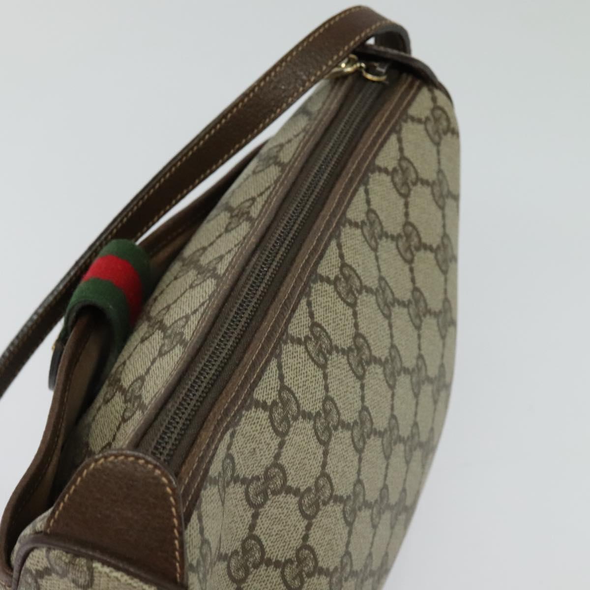 GUCCI GG Supreme Web Sherry Line Bag PVC Beige Gold 001 123 6177 Auth 125752