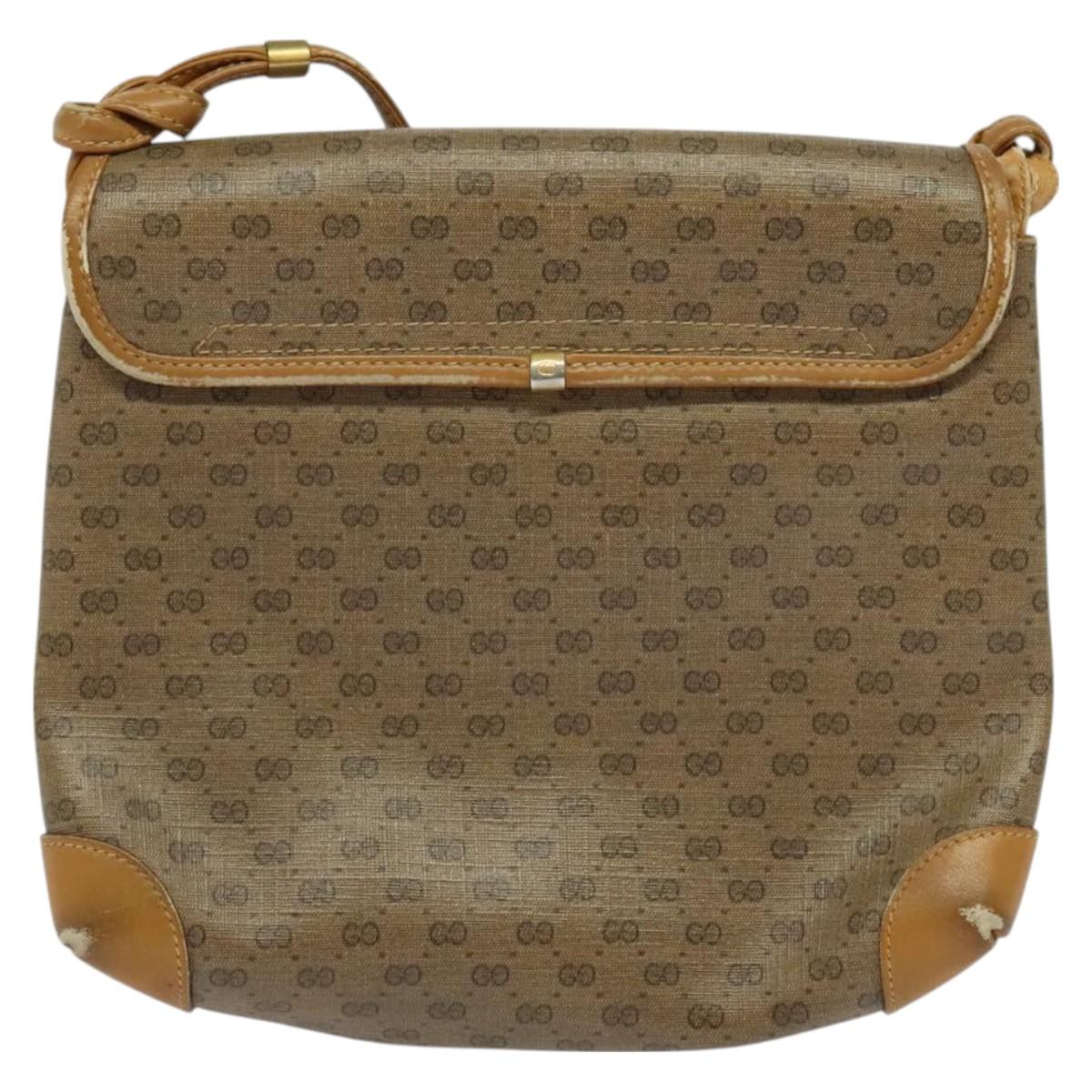 GUCCI Micro GG Supreme Shoulder Bag PVC Beige Gold 41 02 079 Auth 125755