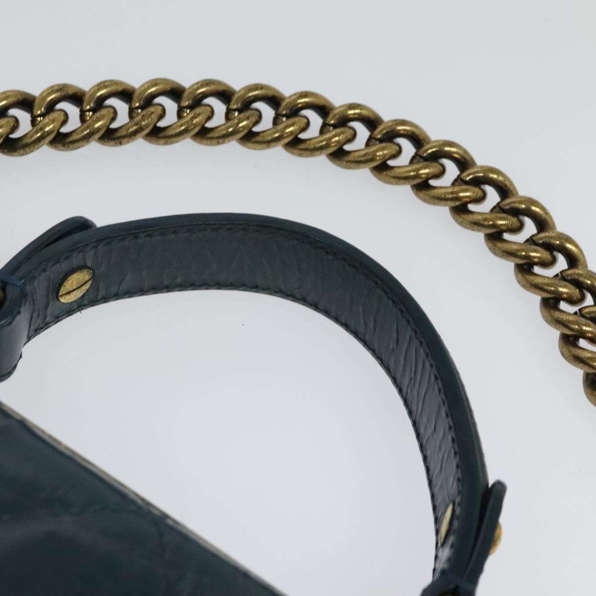 CHANEL Matelasse Chain Shoulder Bag Leather 2way Green Gold CC Auth 125767
