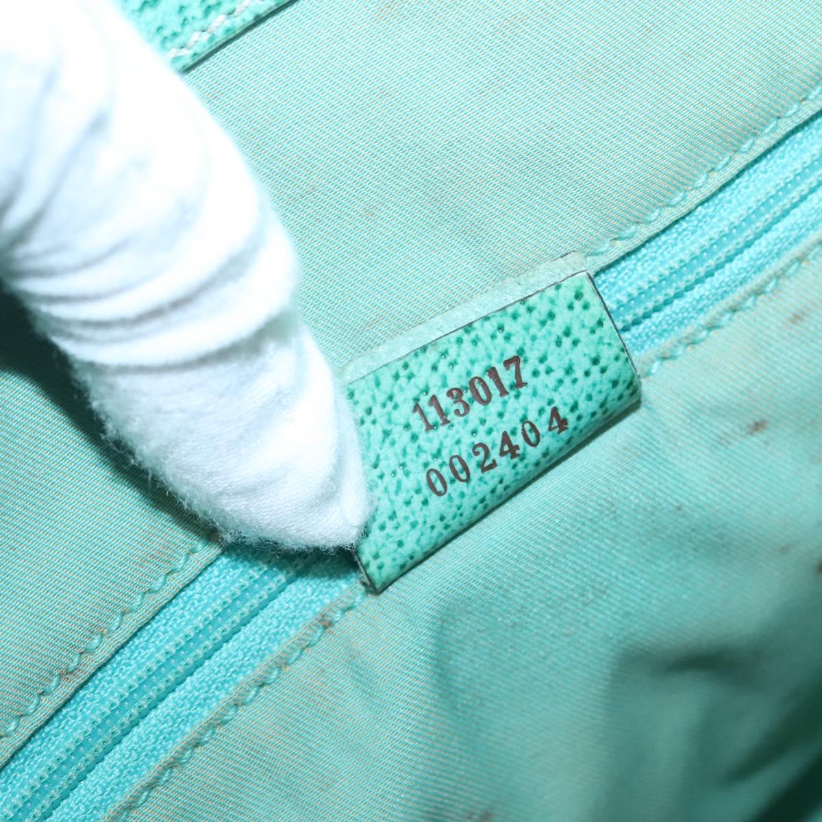 GUCCI GG Canvas Tote Bag Beige Green Silver 113017 Auth 125798