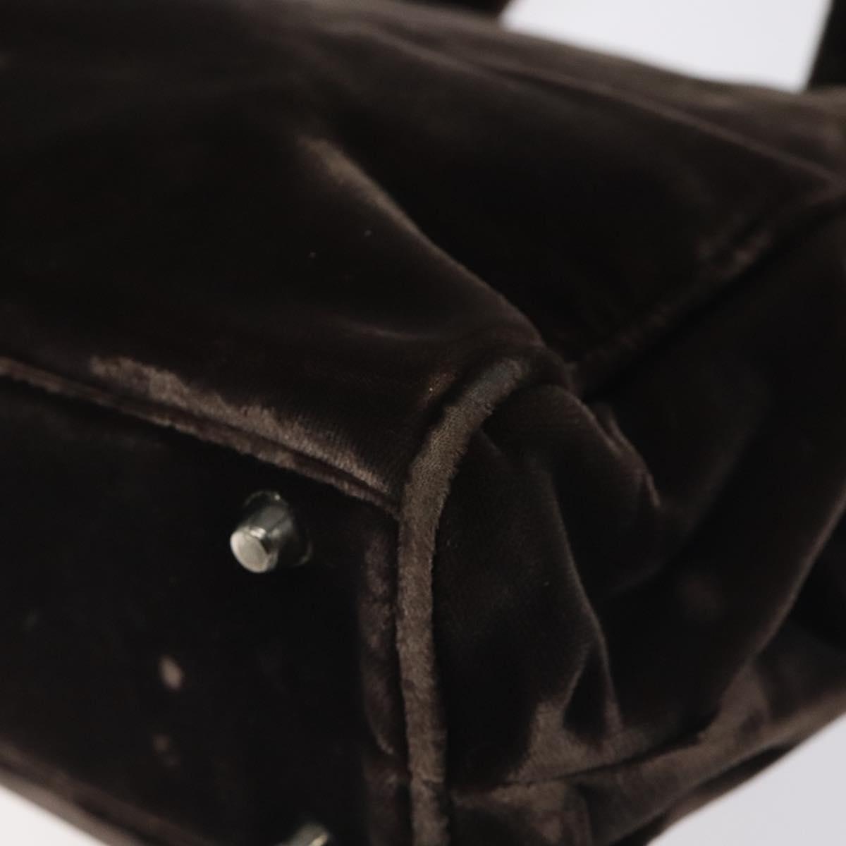 PRADA Hand Bag Velor Brown Auth 125801