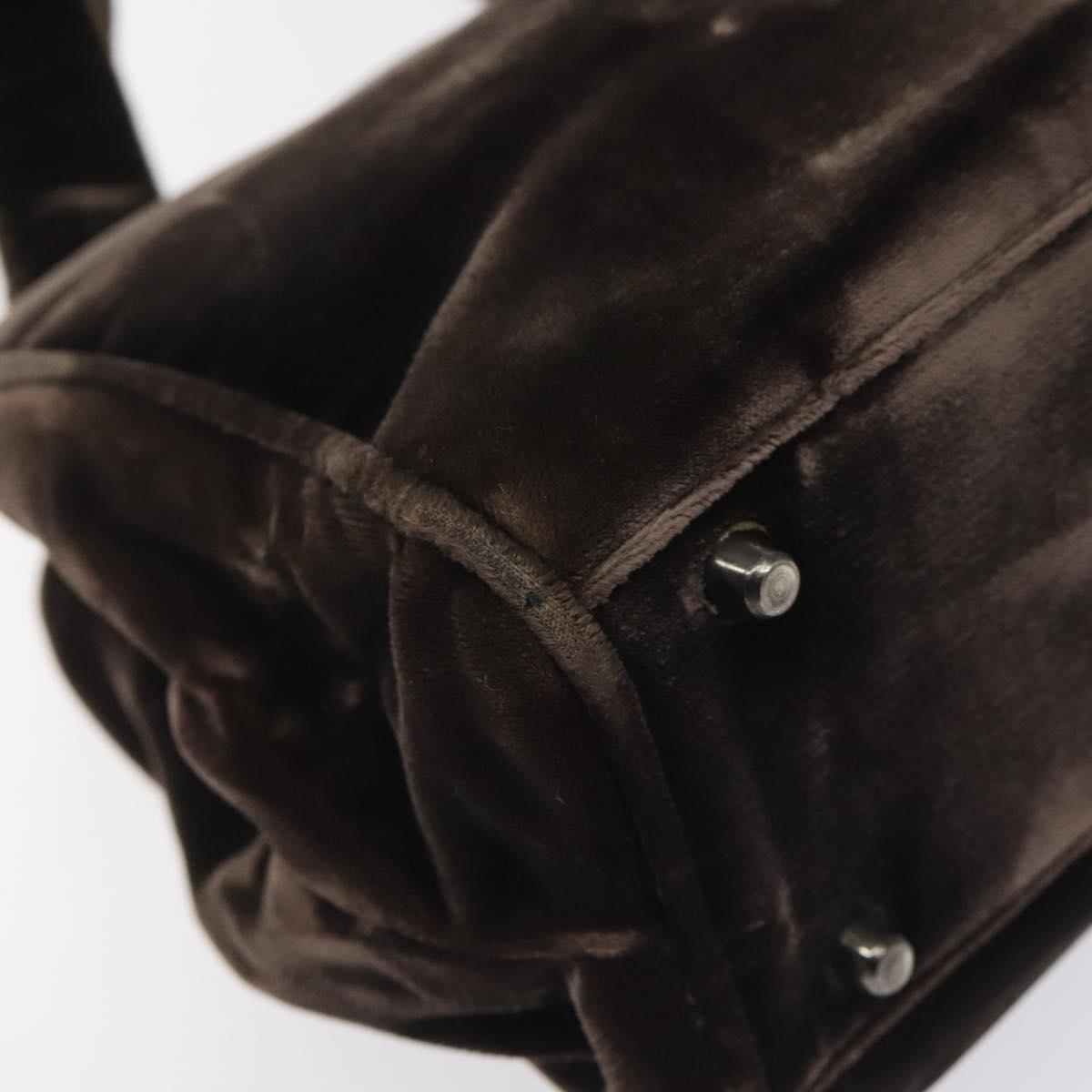 PRADA Hand Bag Velor Brown Auth 125801