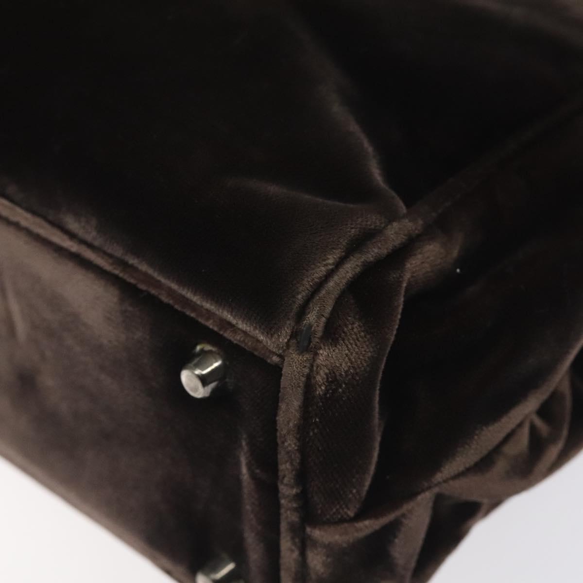 PRADA Hand Bag Velor Brown Auth 125801