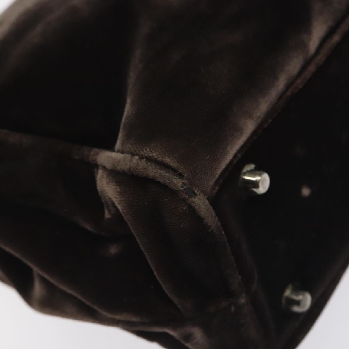 PRADA Hand Bag Velor Brown Auth 125801