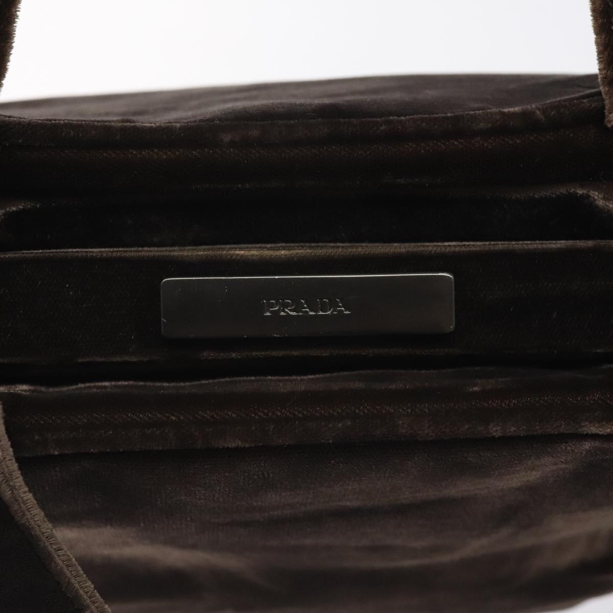 PRADA Hand Bag Velor Brown Auth 125801