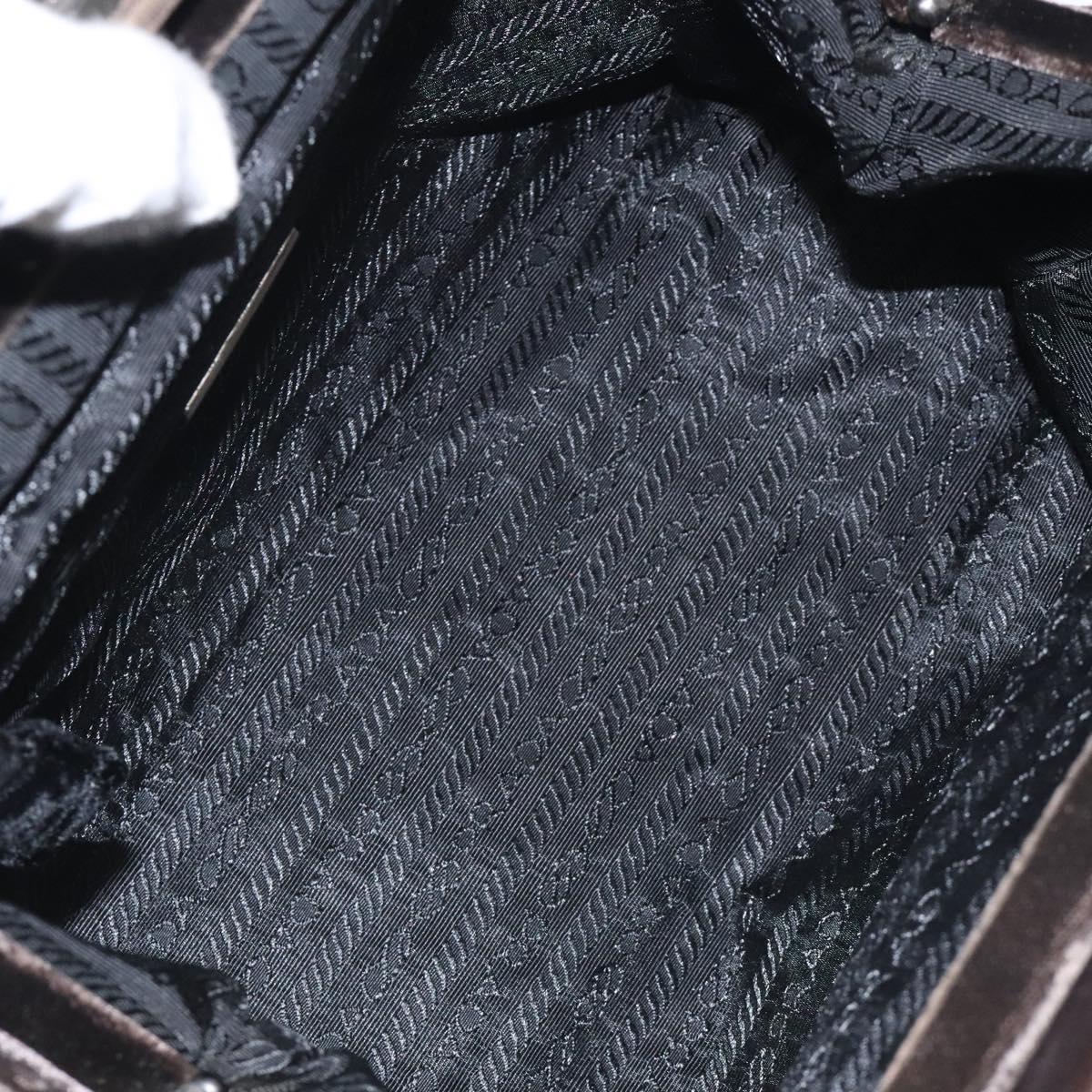 PRADA Hand Bag Velor Brown Auth 125801