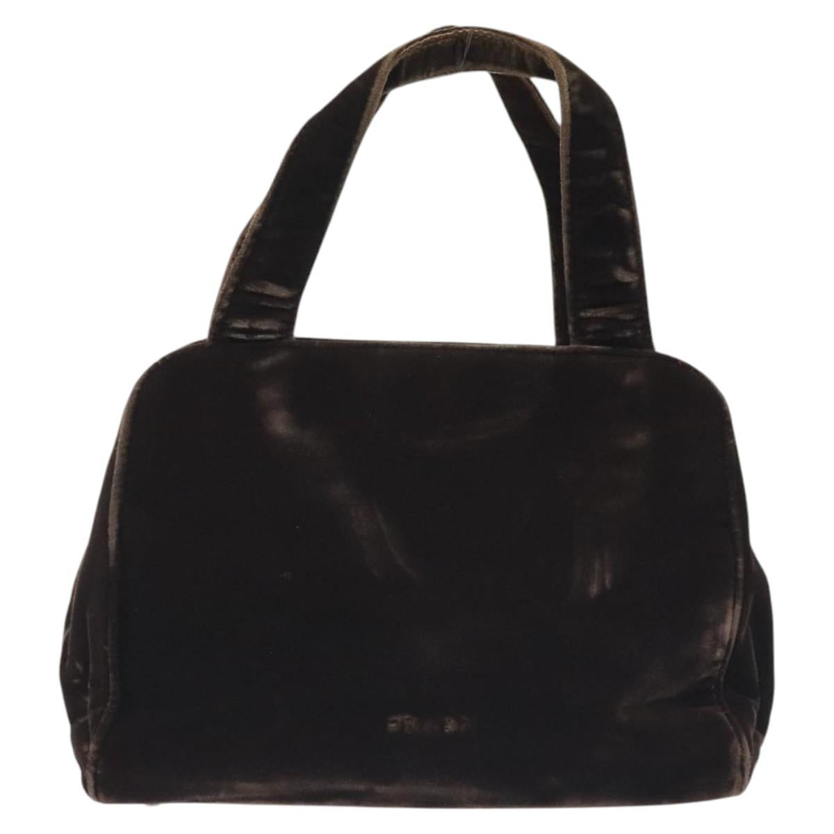 PRADA Hand Bag Velor Brown Auth 125801