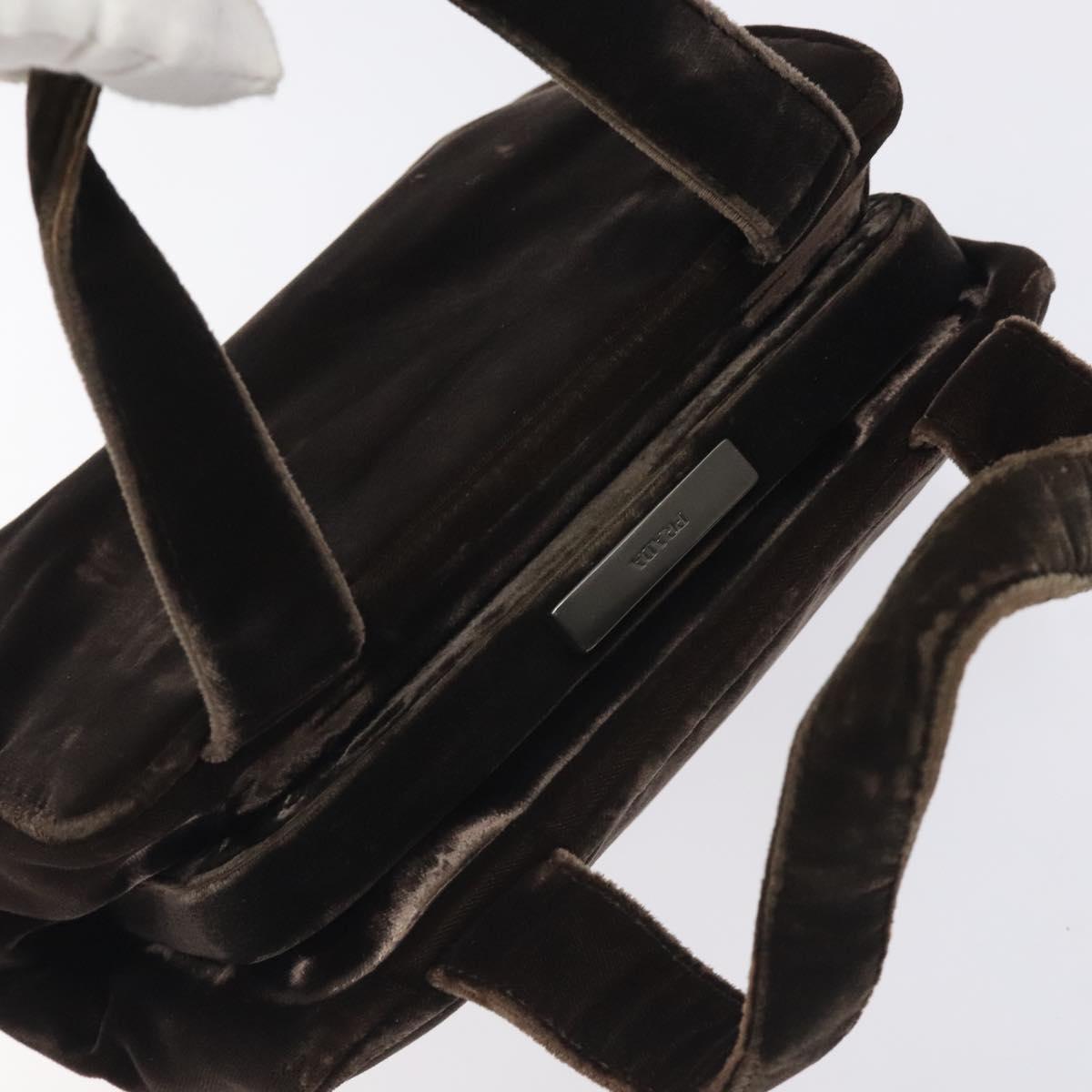 PRADA Hand Bag Velor Brown Auth 125801