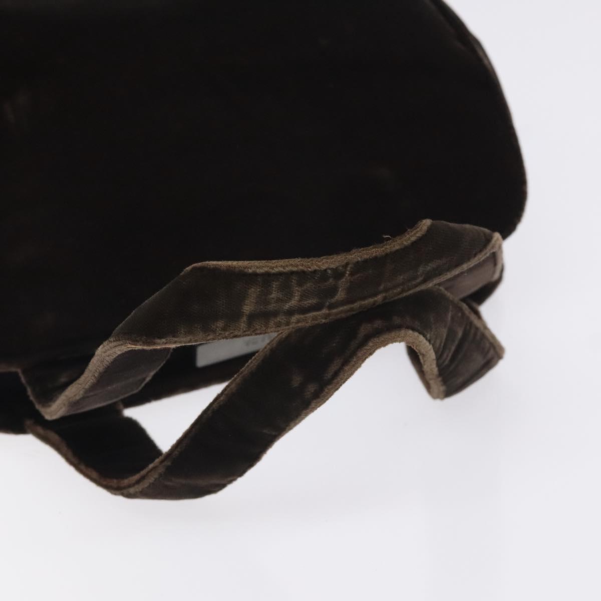 PRADA Hand Bag Velor Brown Auth 125801