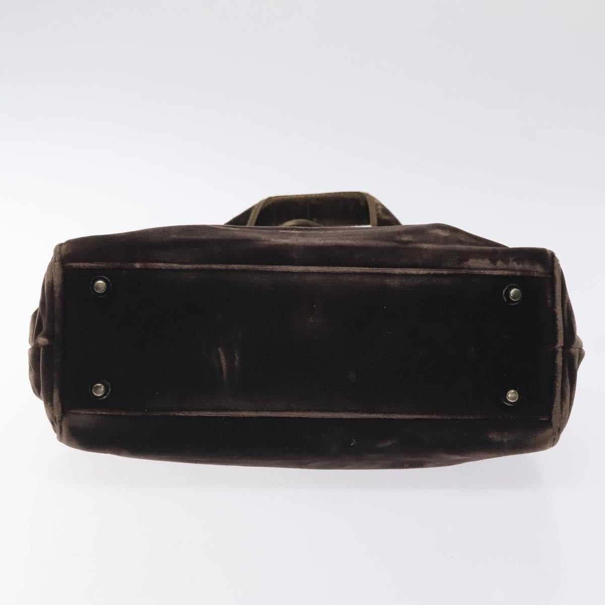 PRADA Hand Bag Velor Brown Auth 125801