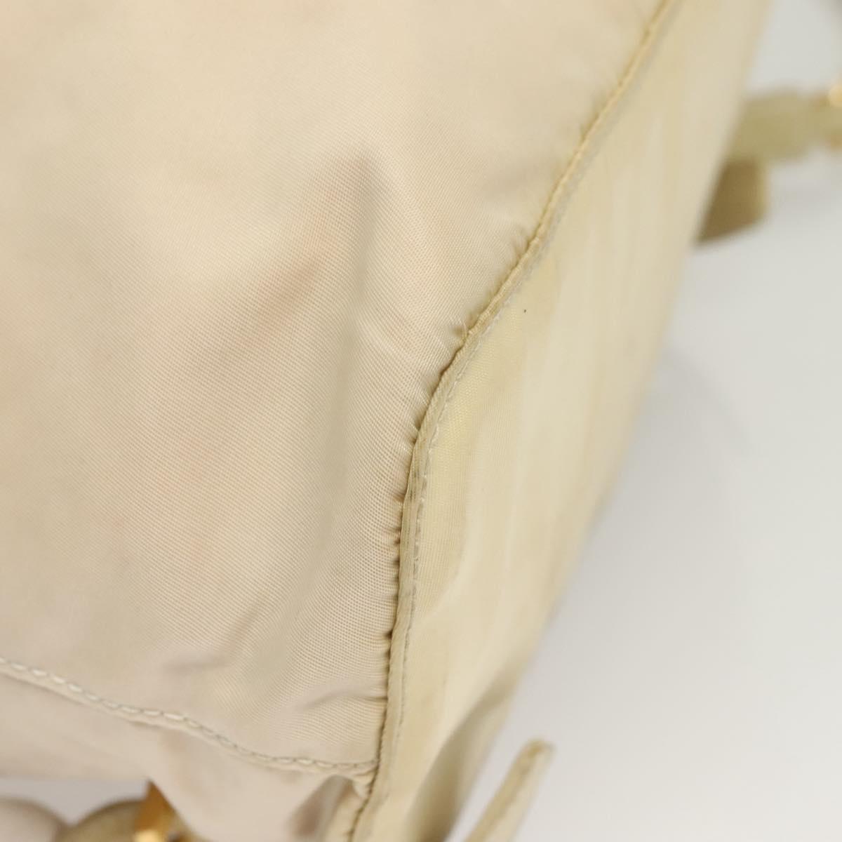 PRADA Chain Backpack Nylon Ivory Gold Auth 125803