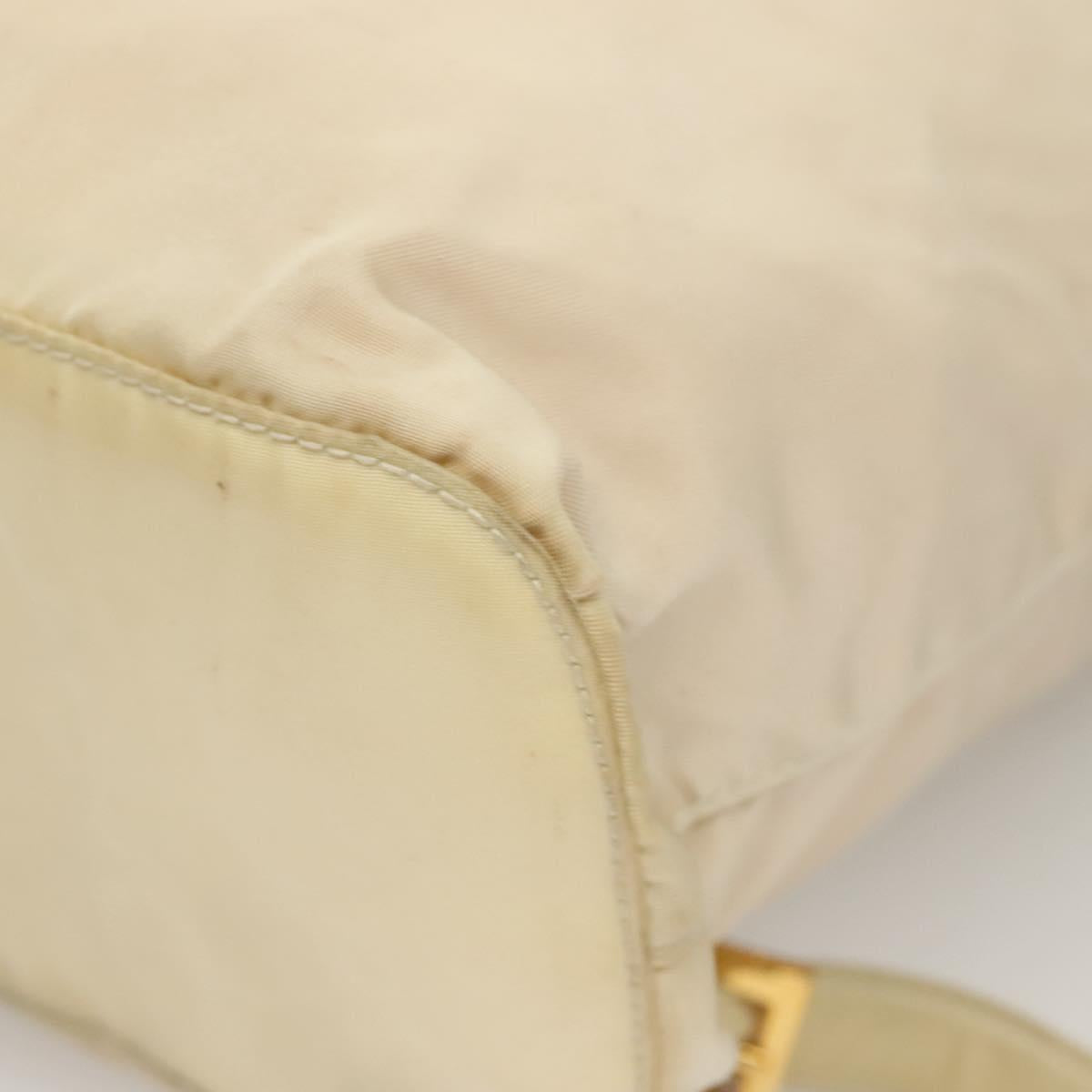 PRADA Chain Backpack Nylon Ivory Gold Auth 125803