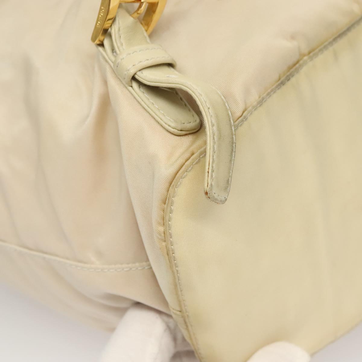 PRADA Chain Backpack Nylon Ivory Gold Auth 125803