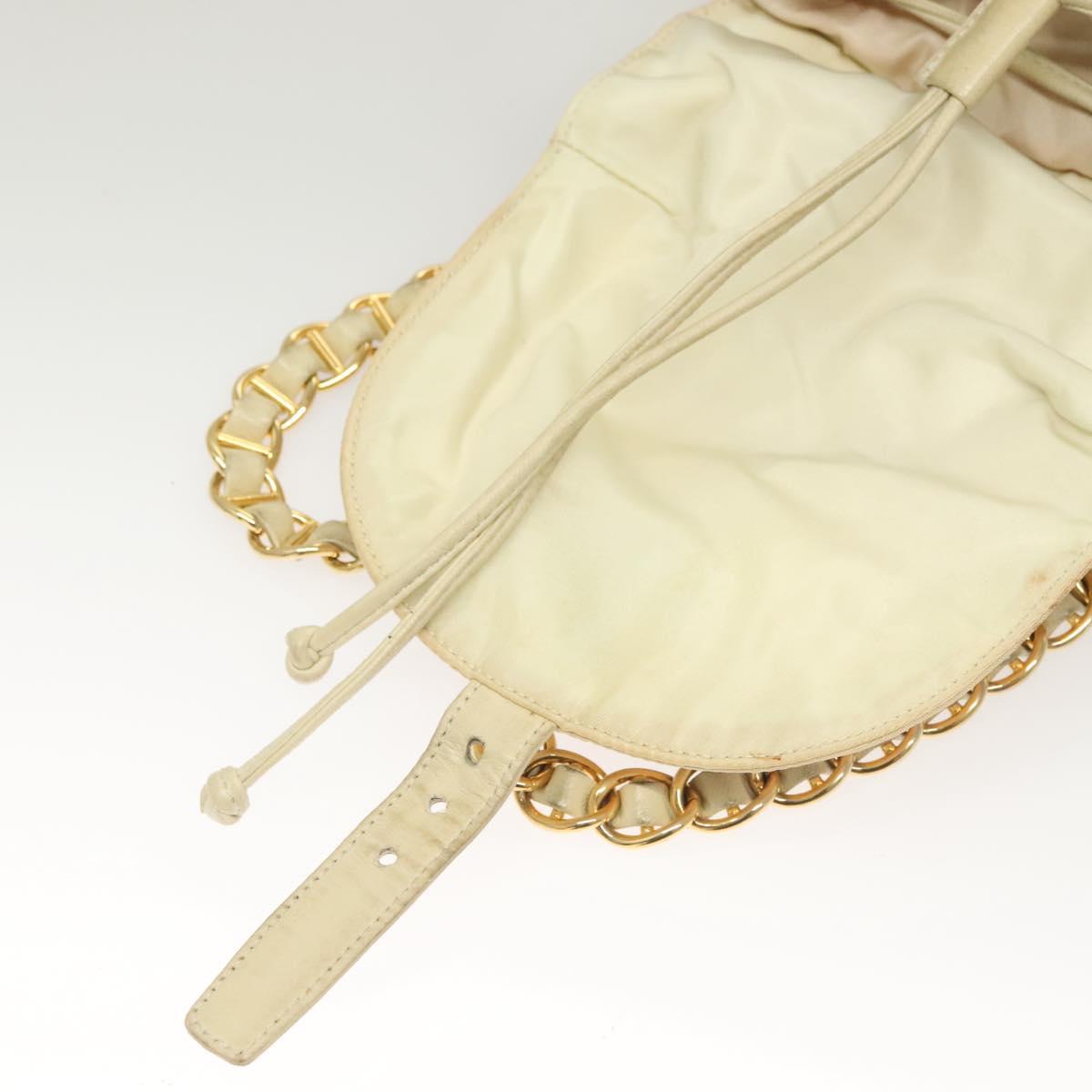 PRADA Chain Backpack Nylon Ivory Gold Auth 125803