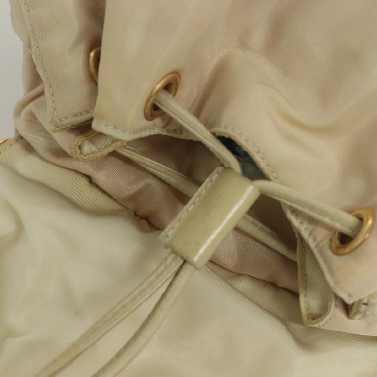 PRADA Chain Backpack Nylon Ivory Gold Auth 125803