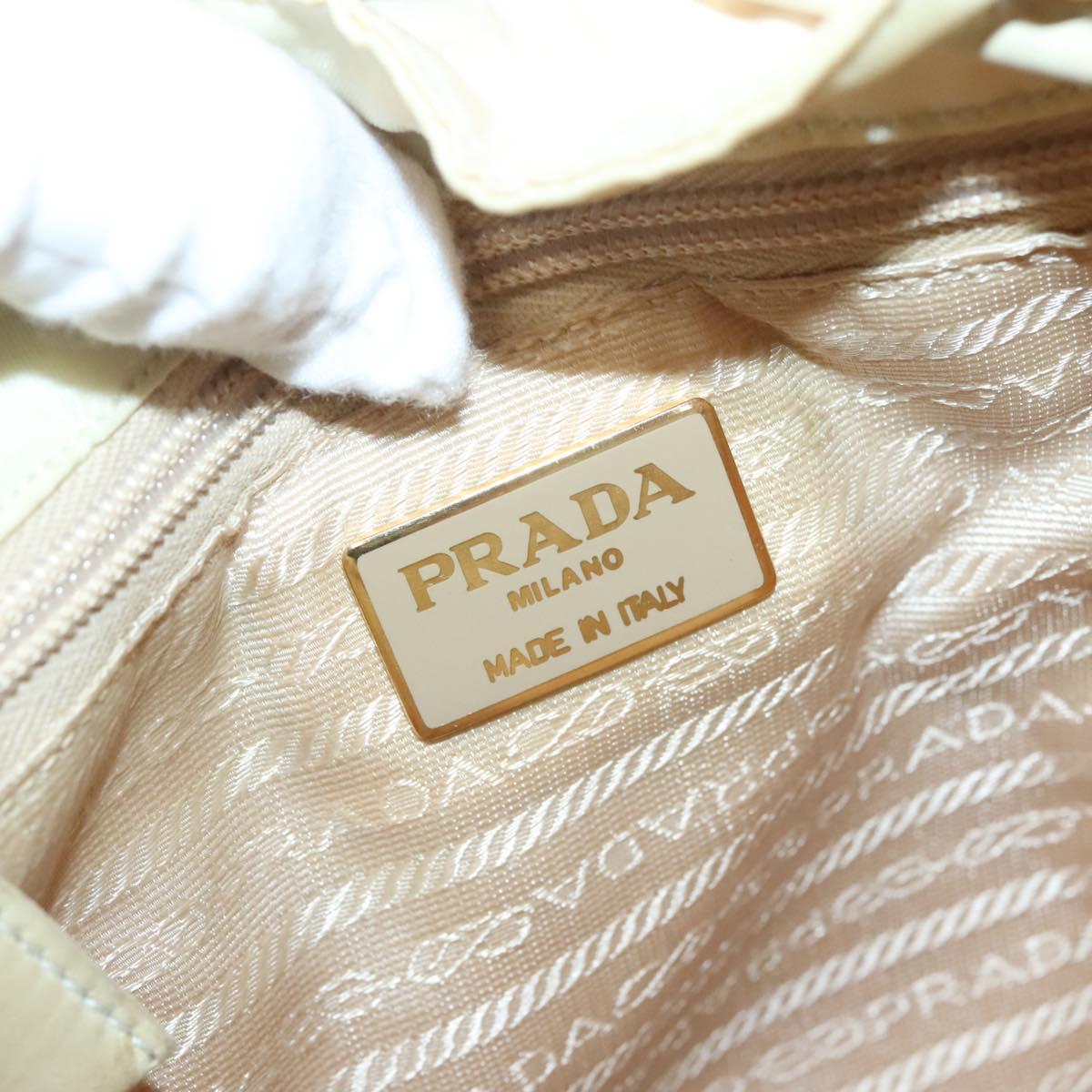 PRADA Chain Backpack Nylon Ivory Gold Auth 125803