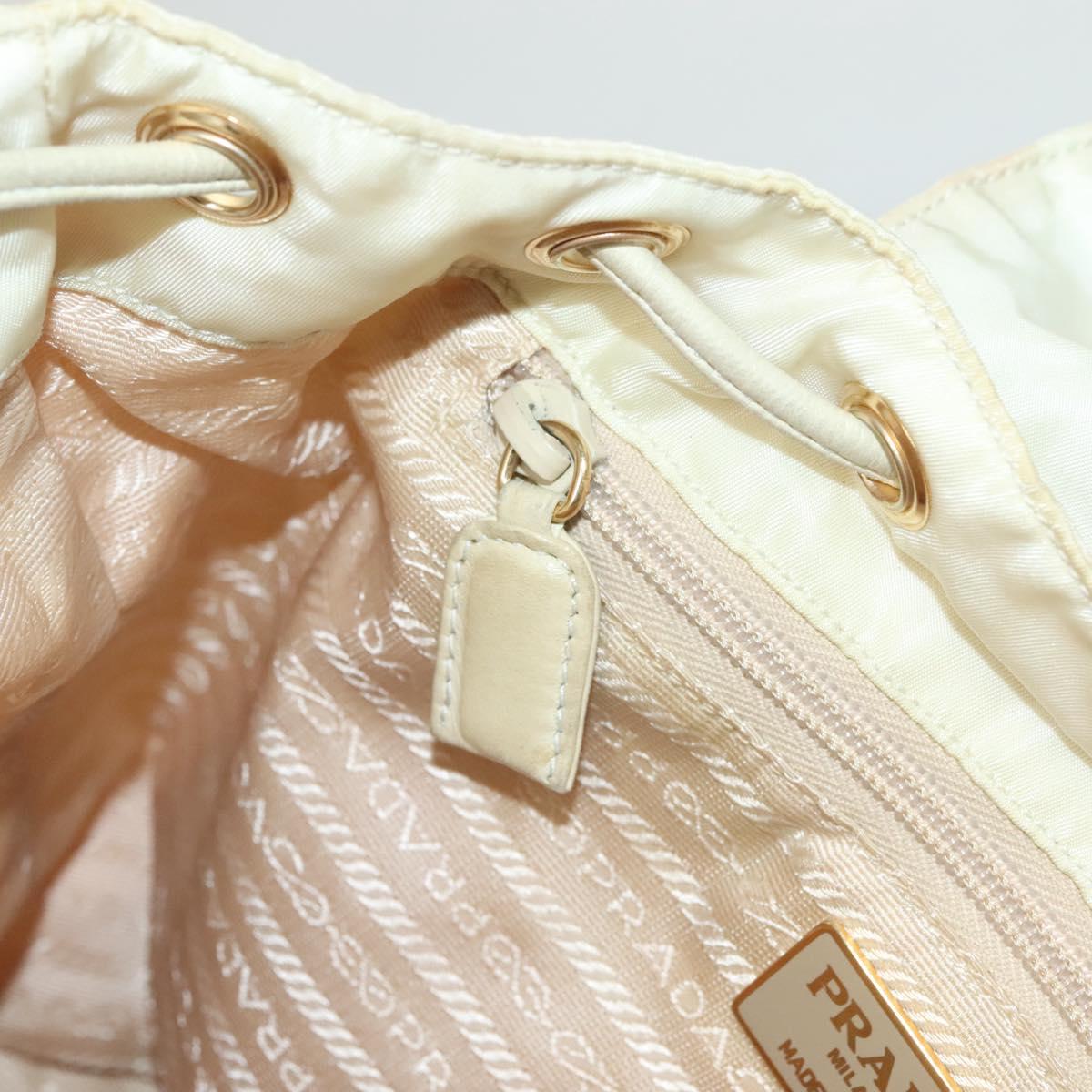 PRADA Chain Backpack Nylon Ivory Gold Auth 125803