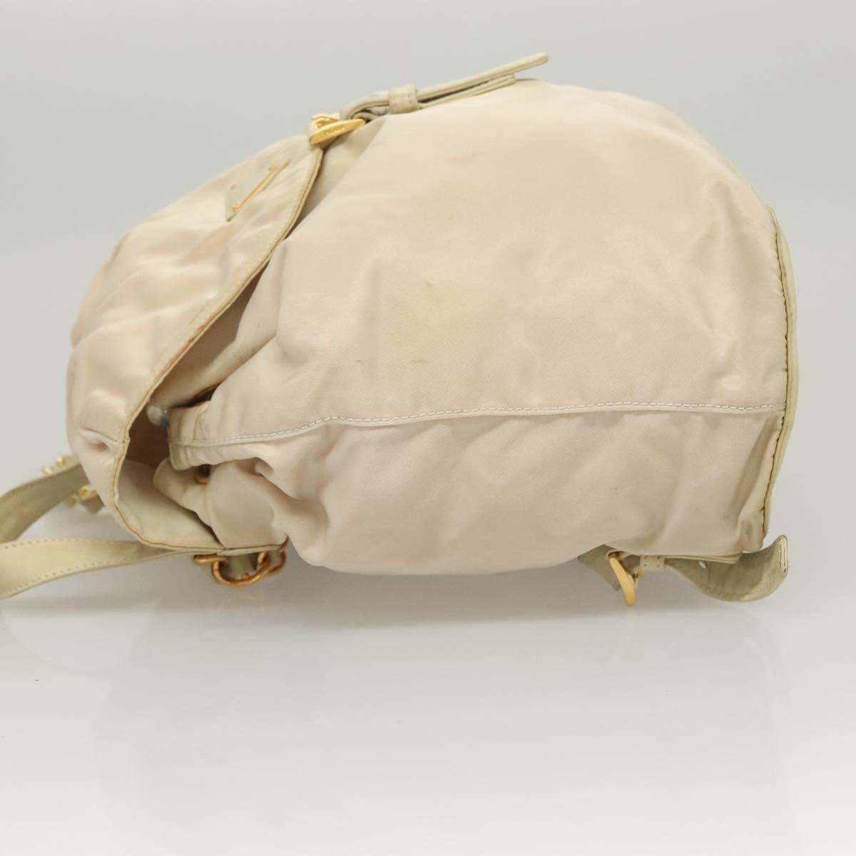 PRADA Chain Backpack Nylon Ivory Gold Auth 125803