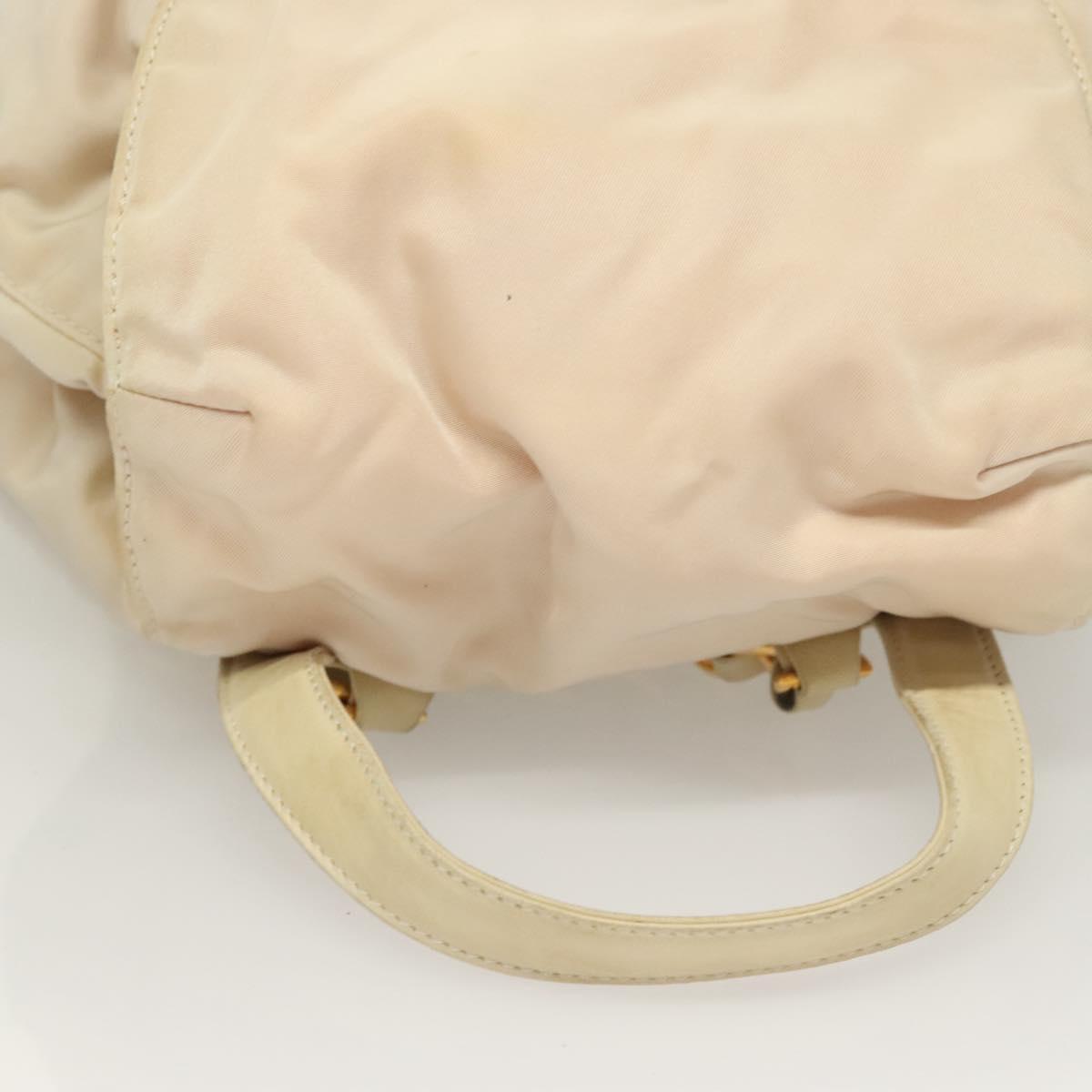 PRADA Chain Backpack Nylon Ivory Gold Auth 125803