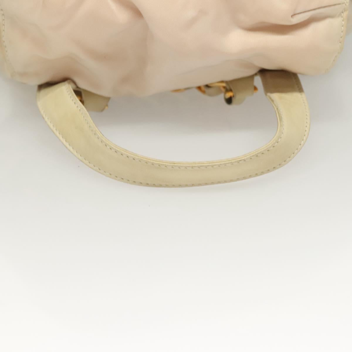 PRADA Chain Backpack Nylon Ivory Gold Auth 125803