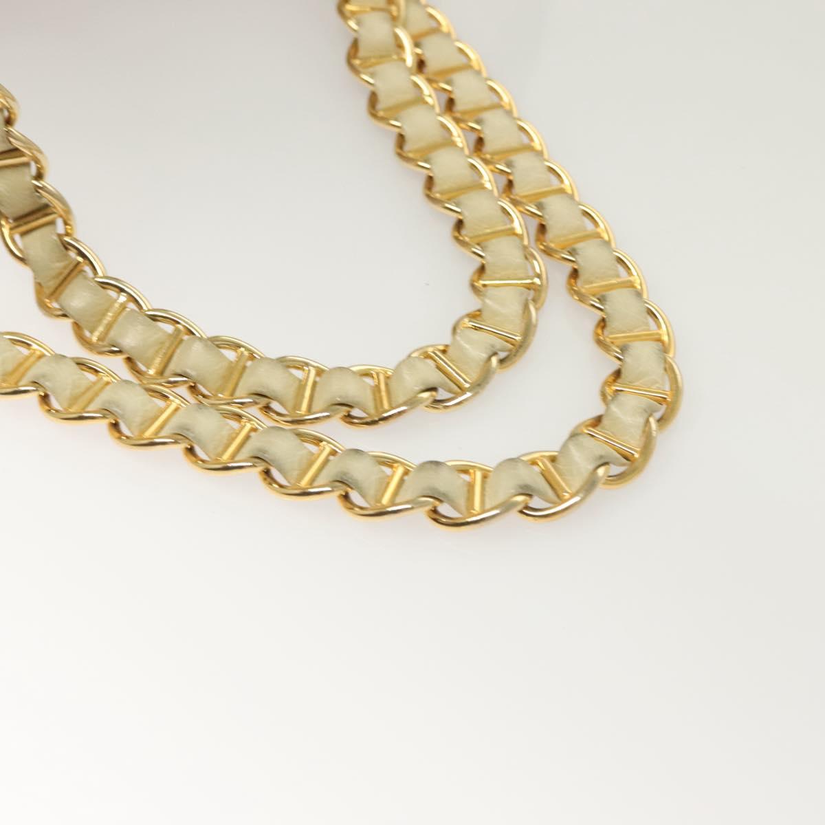 PRADA Chain Backpack Nylon Ivory Gold Auth 125803