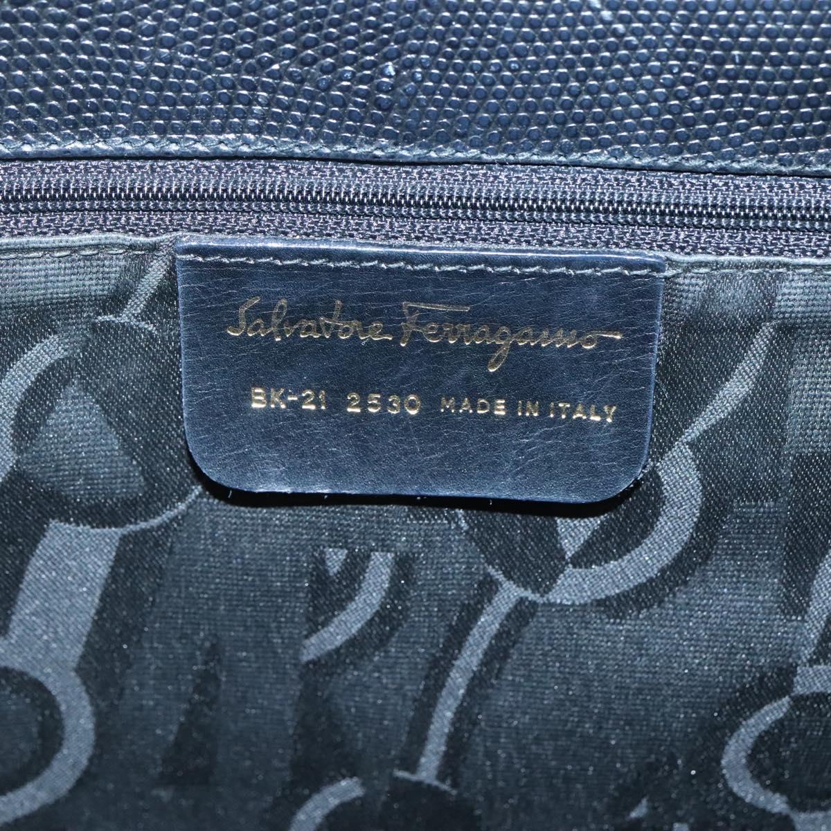 Salvatore Ferragamo Tote Bag Leather Black Gold Auth 125813