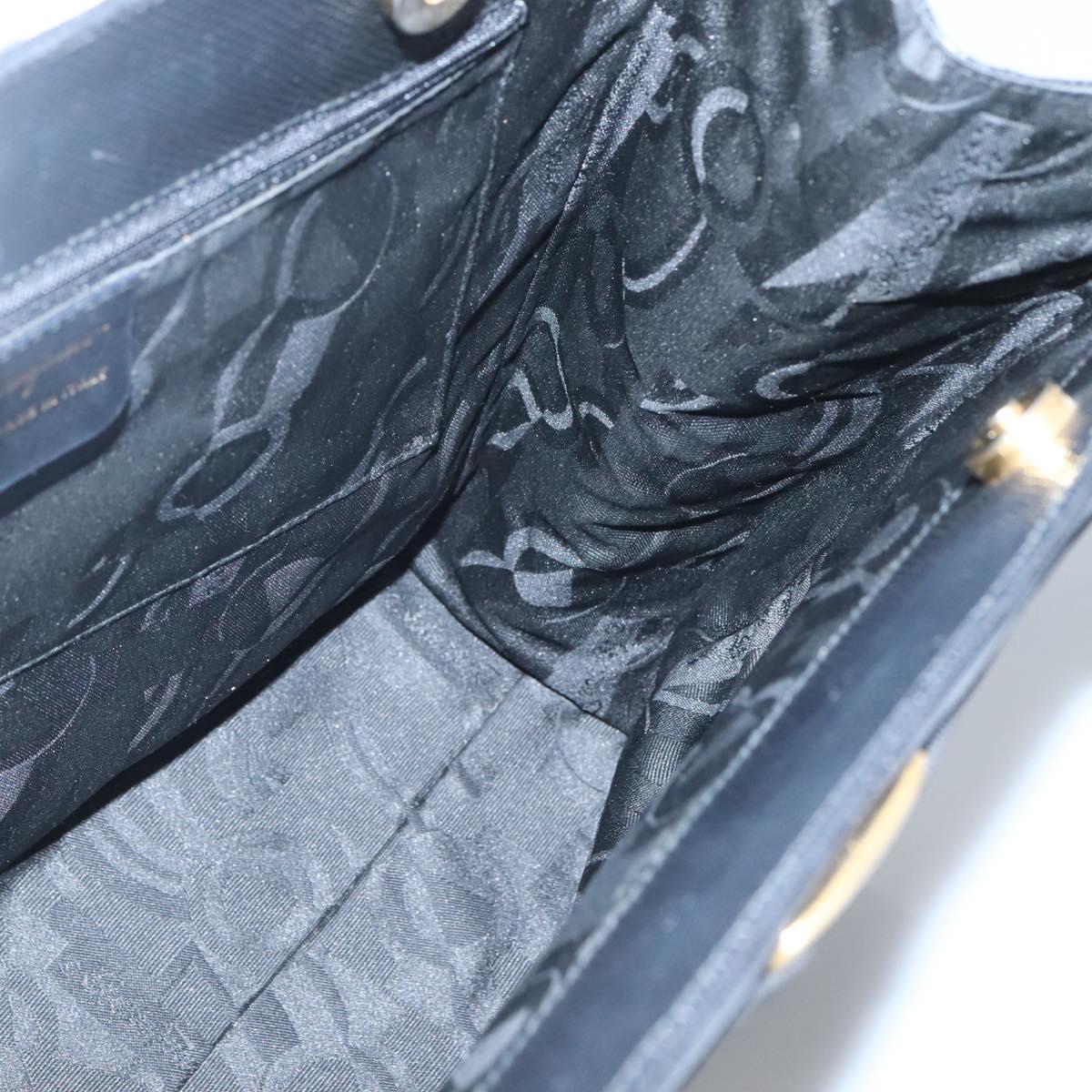 Salvatore Ferragamo Tote Bag Leather Black Gold Auth 125813