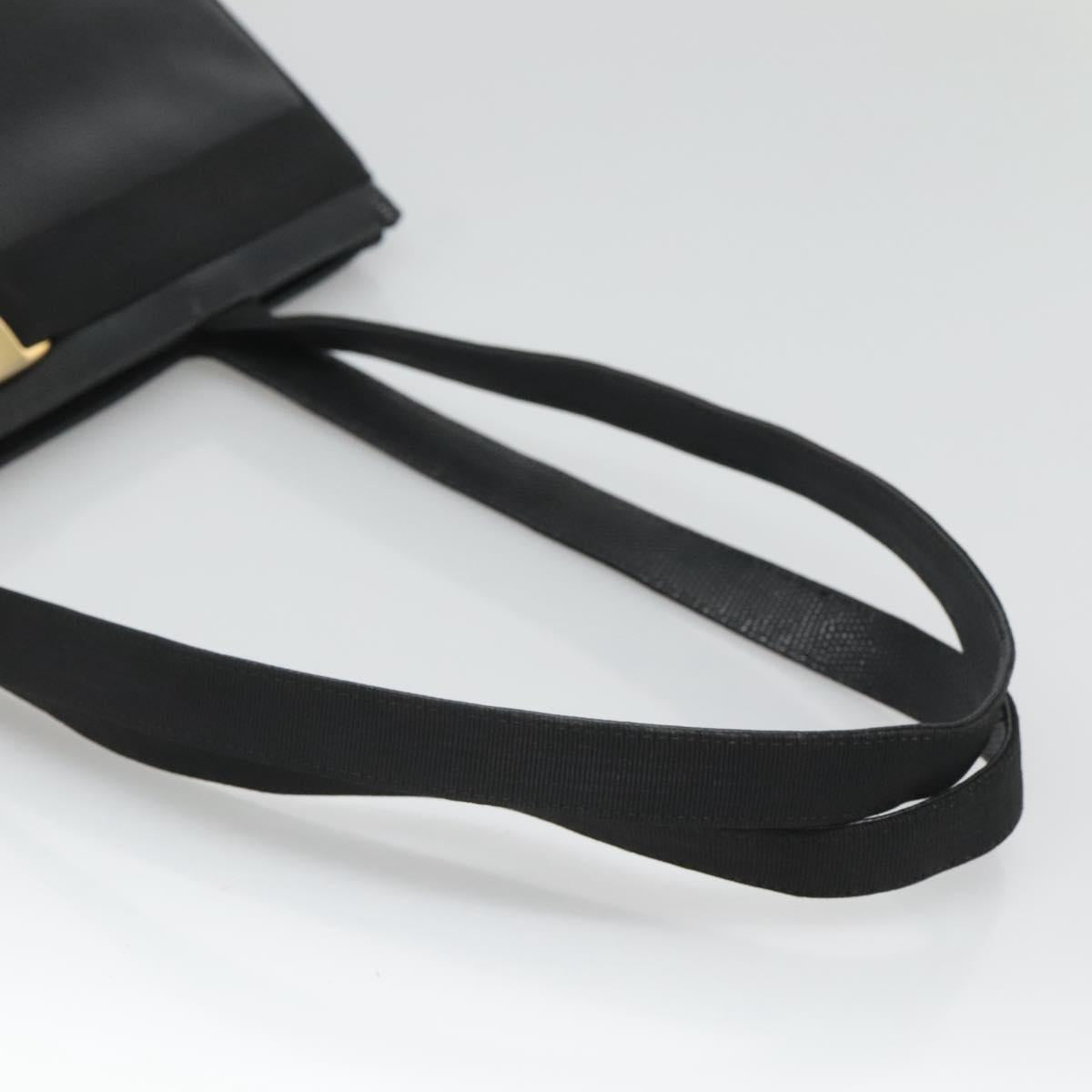 Salvatore Ferragamo Tote Bag Leather Black Gold Auth 125813