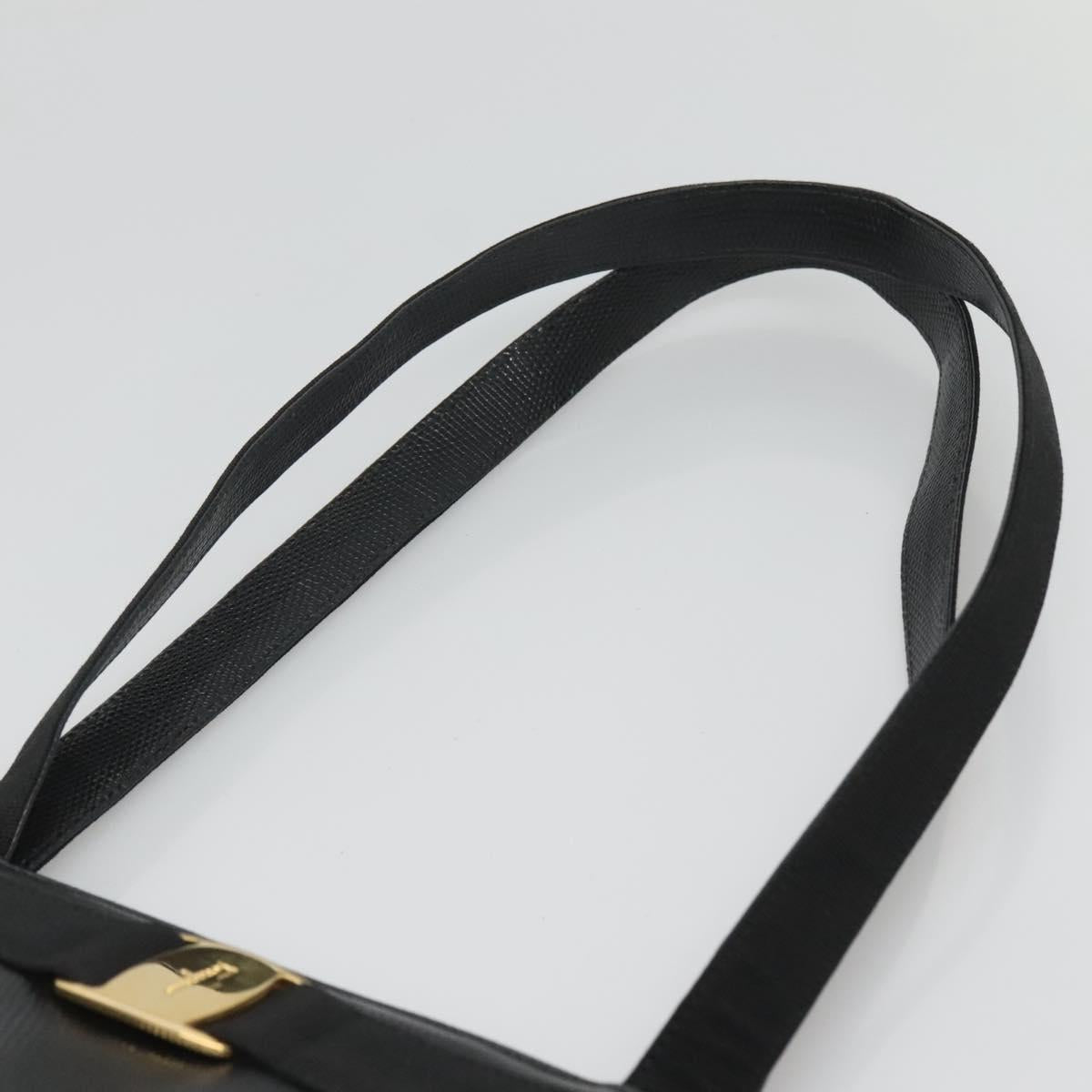 Salvatore Ferragamo Tote Bag Leather Black Gold Auth 125813