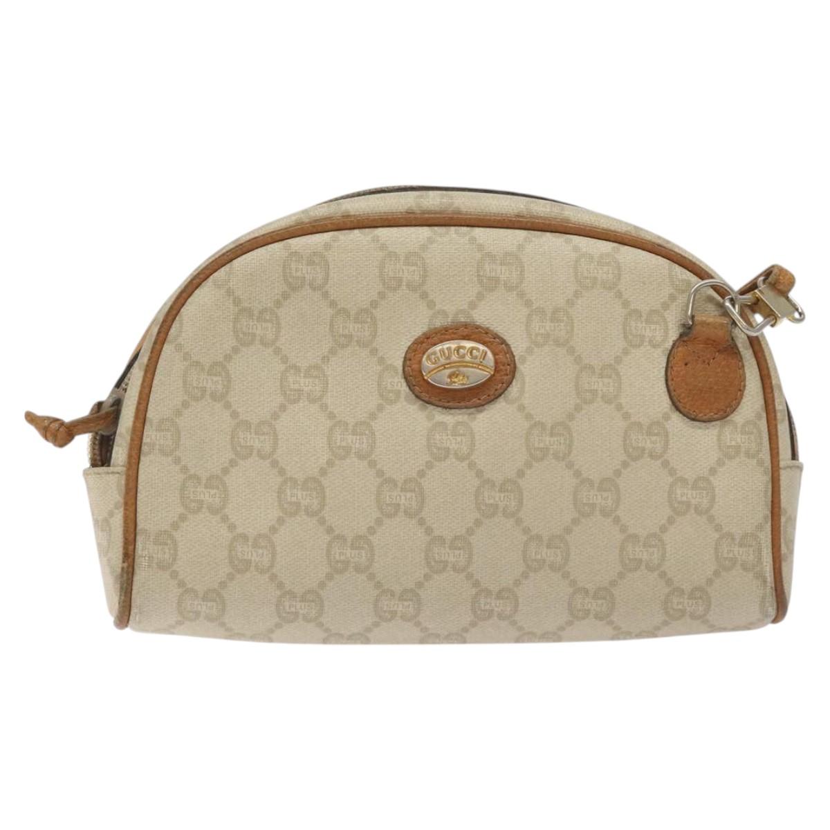 GUCCI GG Plus Supreme Shoulder Bag PVC Ivory Gold Auth 125814