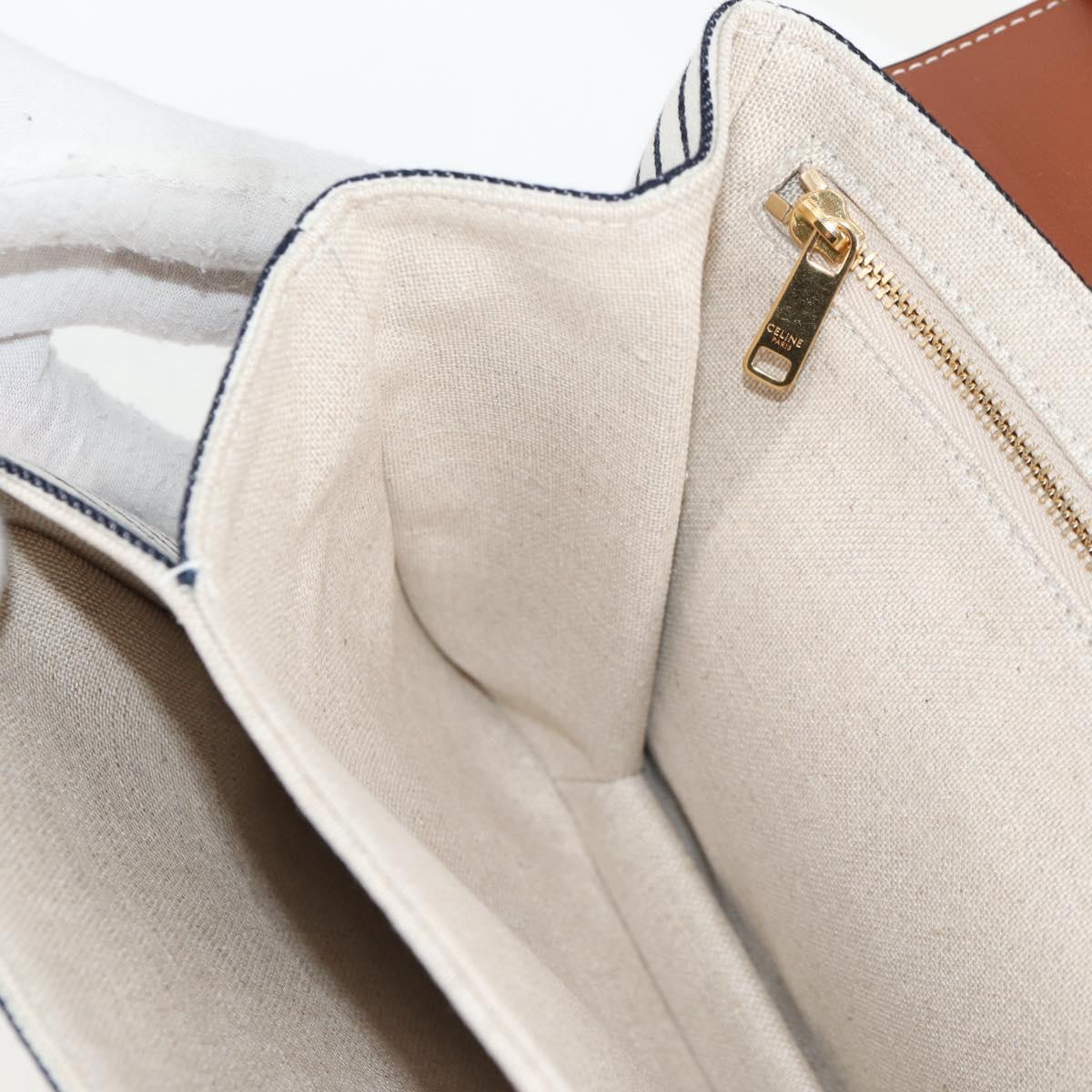 CELINE Shoulder Bag Canvas Leather Brown Gold Auth 125821M