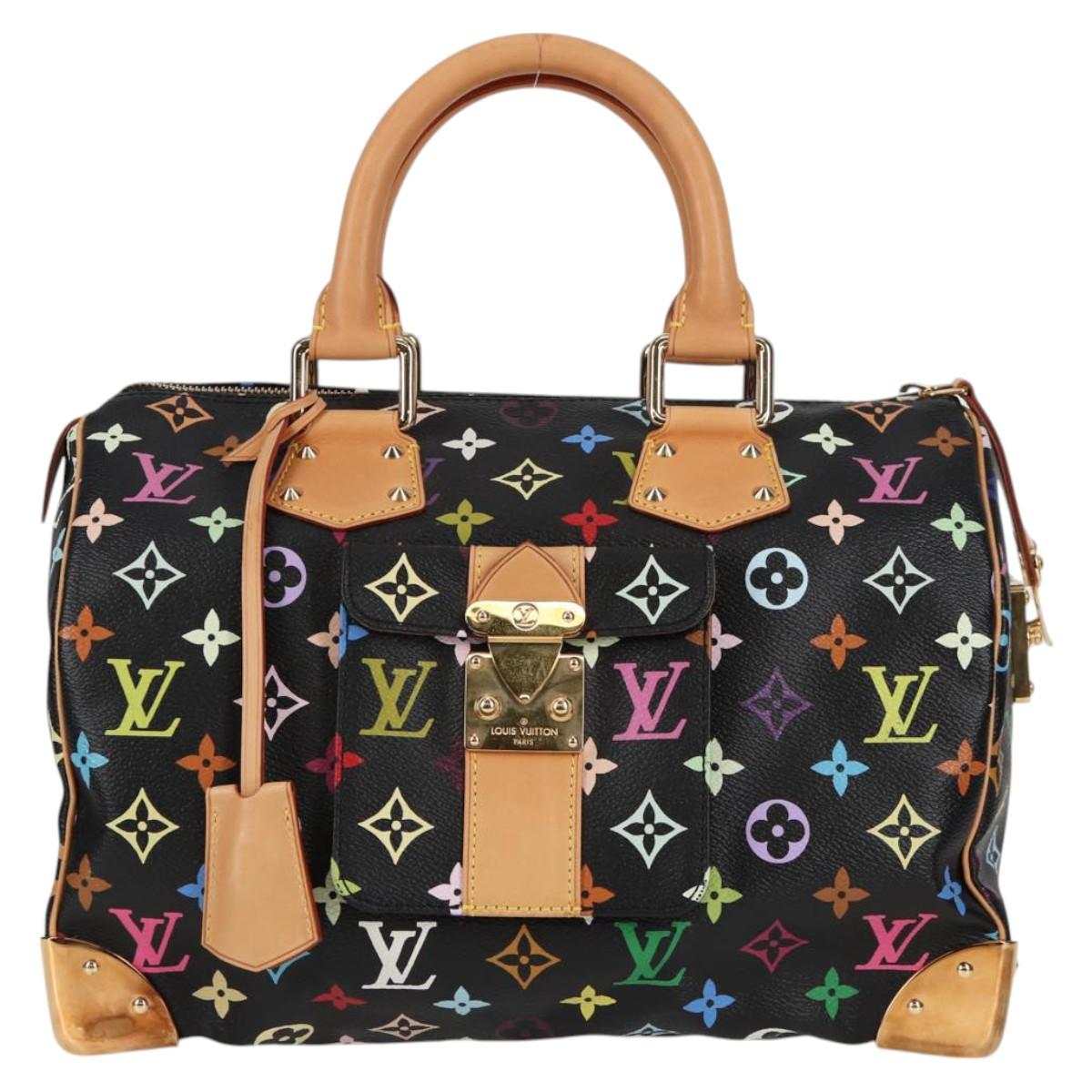 LOUIS VUITTON Monogram Multicolor Speedy 30 Hand Bag Black M92642 Auth 125838SAV