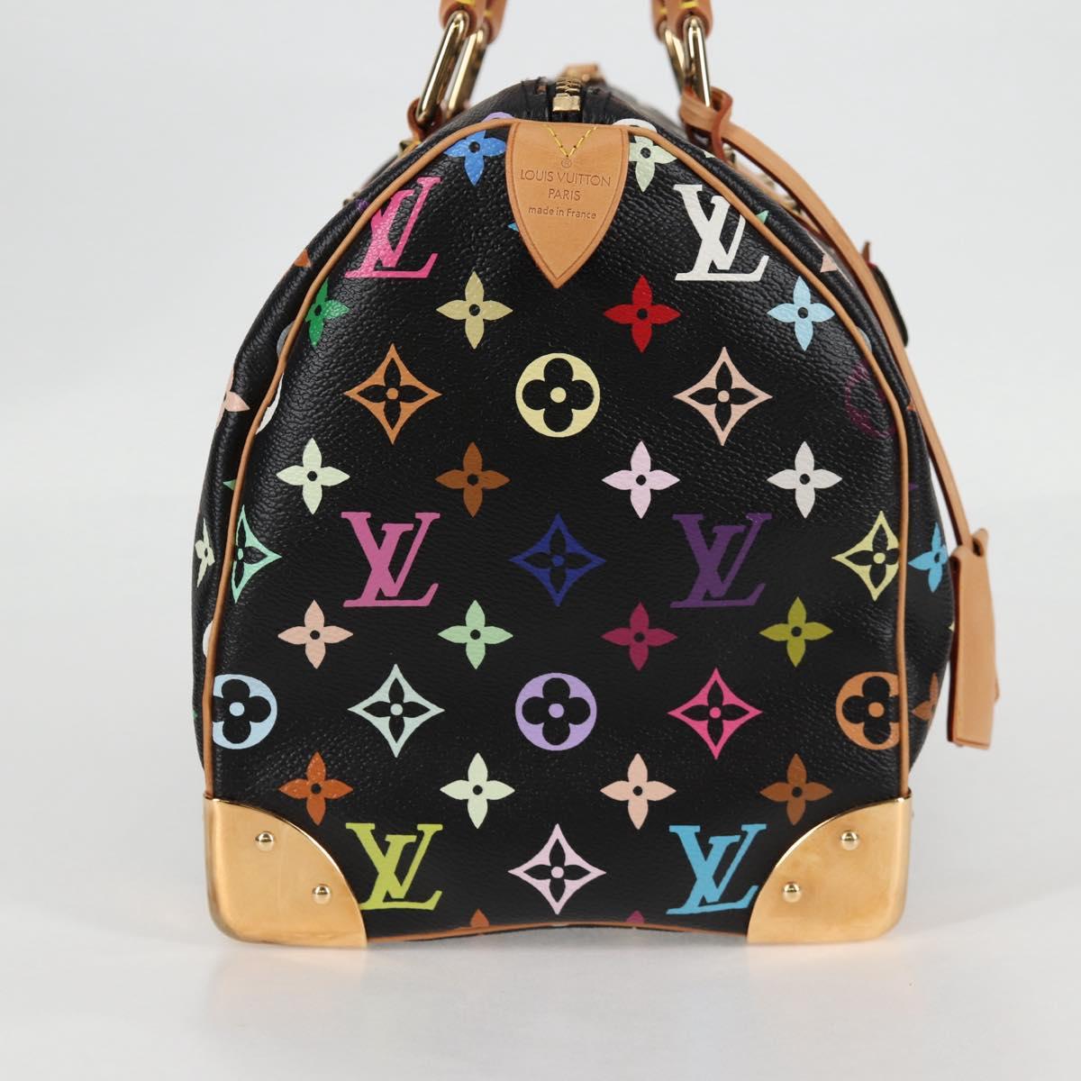 LOUIS VUITTON Monogram Multicolor Speedy 30 Hand Bag Black M92642 Auth 125838V