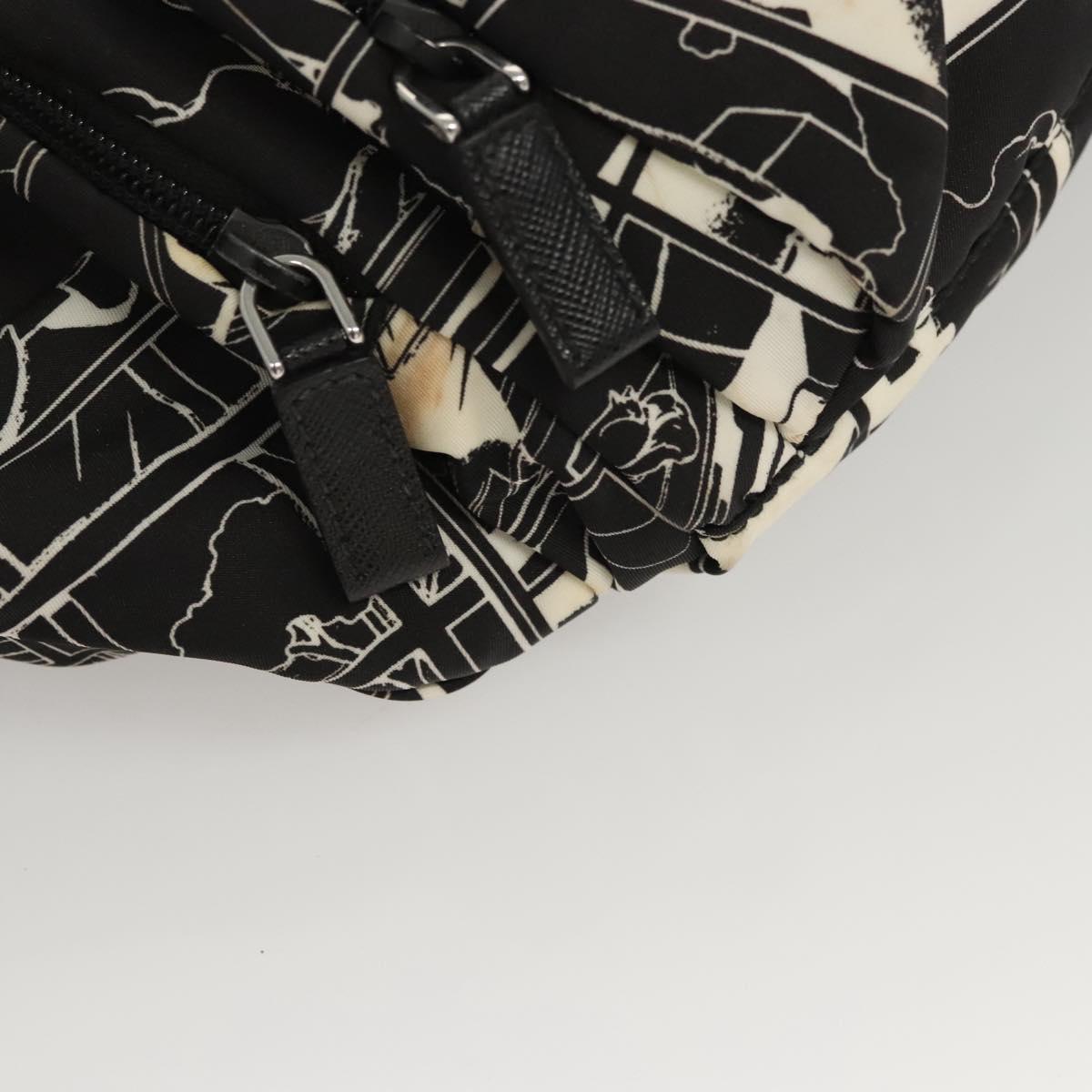 PRADA Shoulder Bag Nylon Black Silver Auth 125913