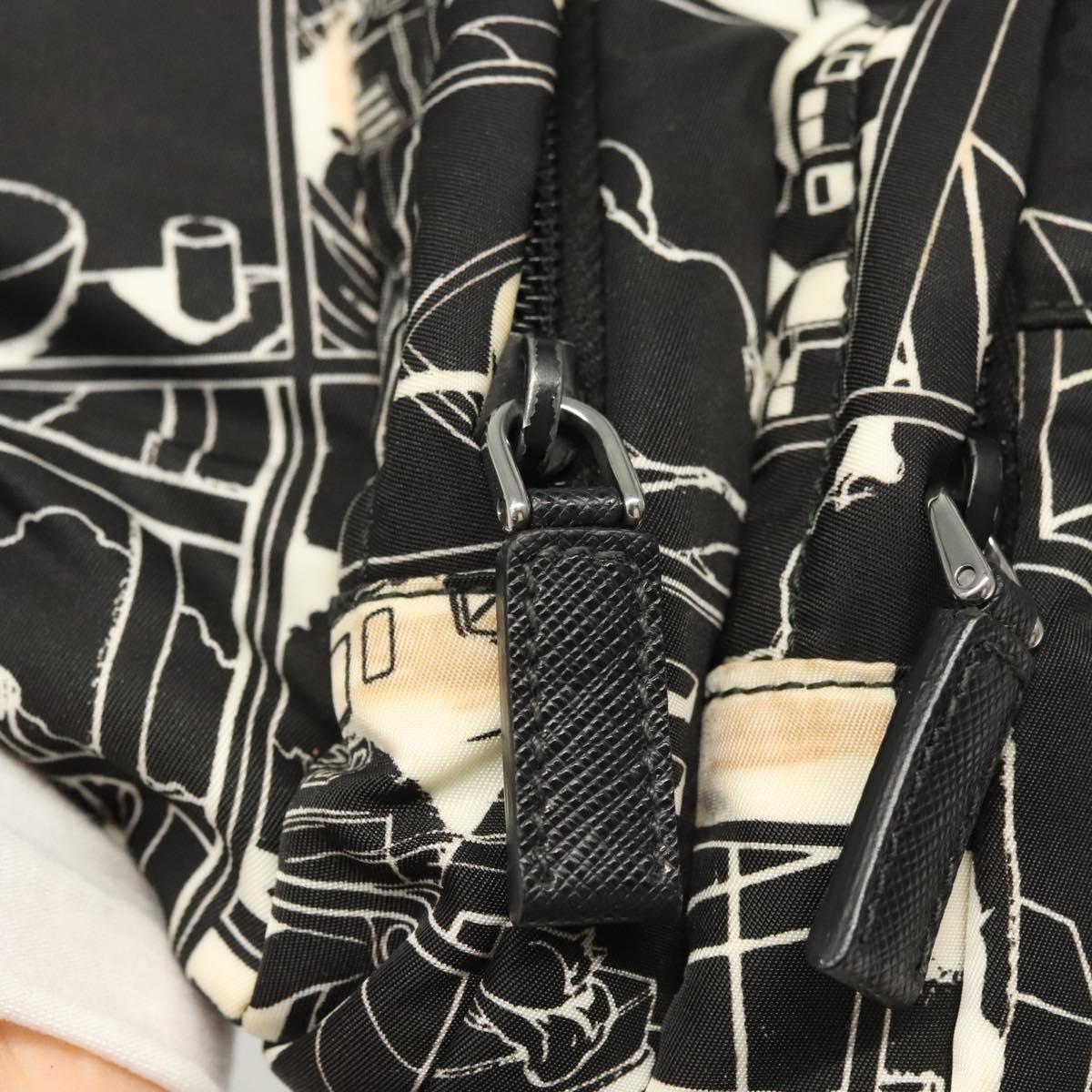 PRADA Shoulder Bag Nylon Black Silver Auth 125913